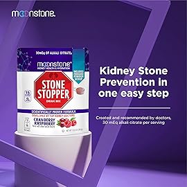Moonstone Stone Stopper Drink Mix, Cranberry Raspberry, Kidney Stone Prevention, Calcium Oxalate Protector, Developed by Urologists to Improve Hydration and Support Kidney Health, 30 Day Supply