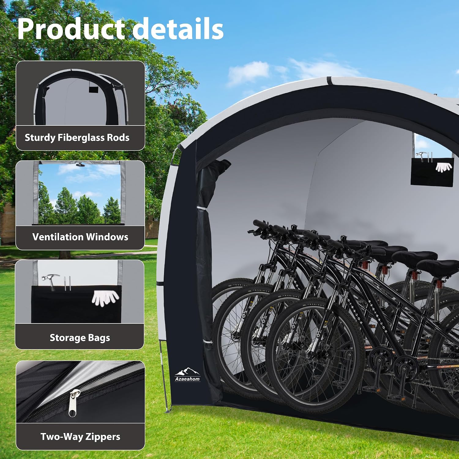 Bike Storage Shed Tent with Rain Fly, Enhanced Waterproof & Sun Protection Outdoor Storage for Bicycle, Motorcycle, Easy Setup Portable Shelter for Garden Tools, Lawn Mower (Extra Large)