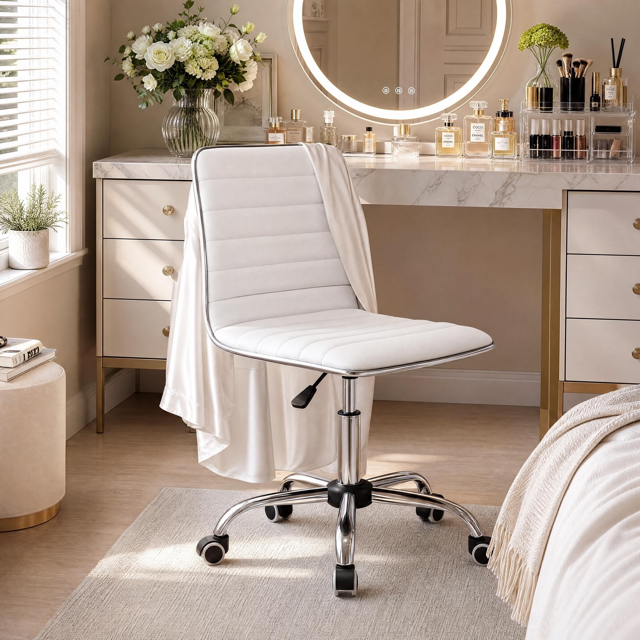 Amazon.com: Furmax Vanity Office Desk Chair with Wheels, Armless