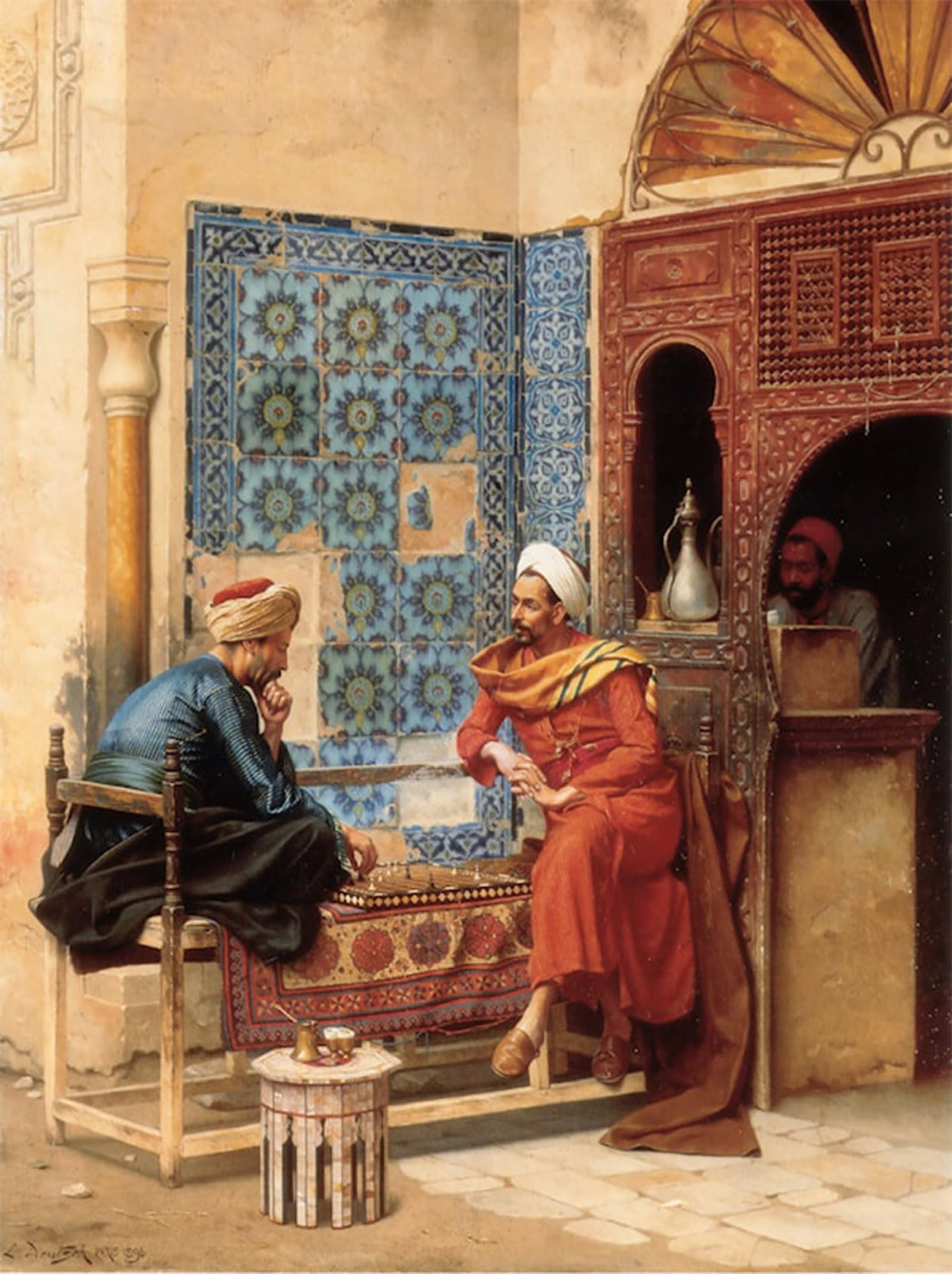 SERENDIPITP Retro Picture Poster Wall Art Pictures Painting the Chess Game by Ludwig Deutsch Wall Art Canvas Print for Wall Decor 60x90cm