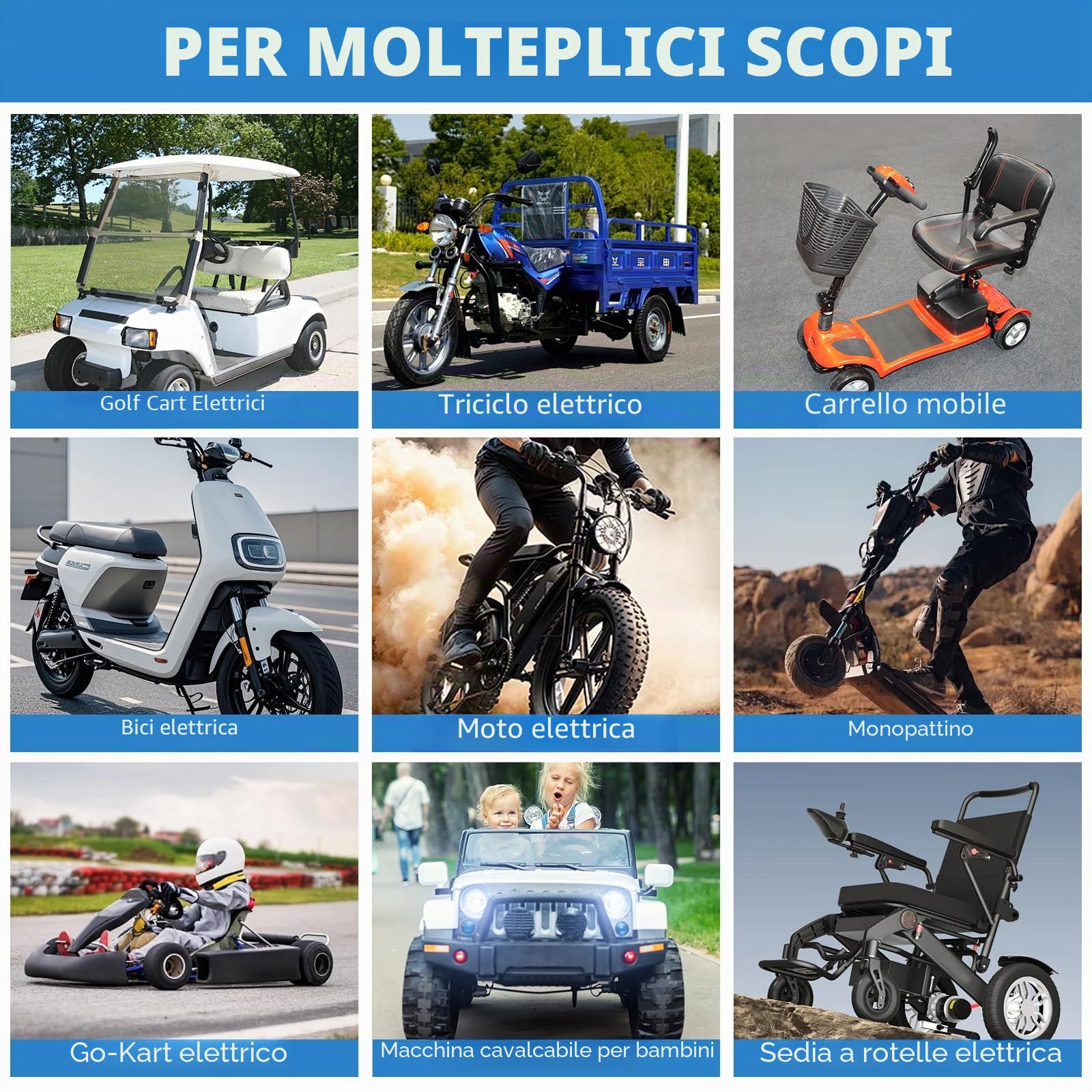 36V 25AH Batteria per Bicicletta Elettrica con Caricatore Rapido da 3A, Pacchetto Batteria PVC Impermeabile Agli Ioni di Litio ad AltaCapacità per Go-kart, Scooter, E-bike, Moto