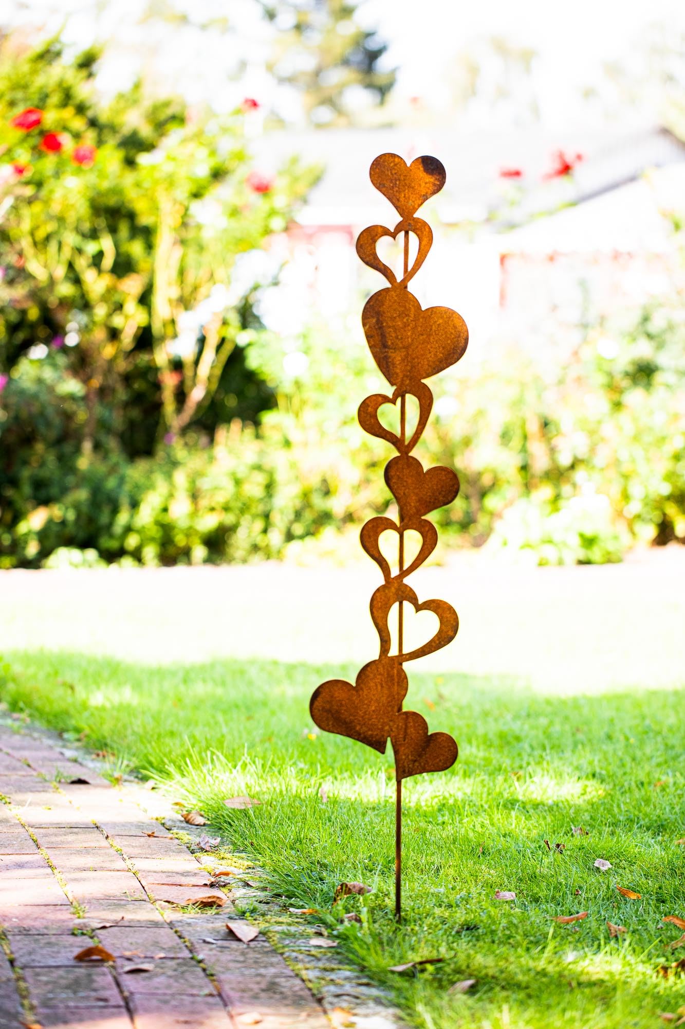 Decorazione arrugginita da giardino a forma di cuore, 118 cm