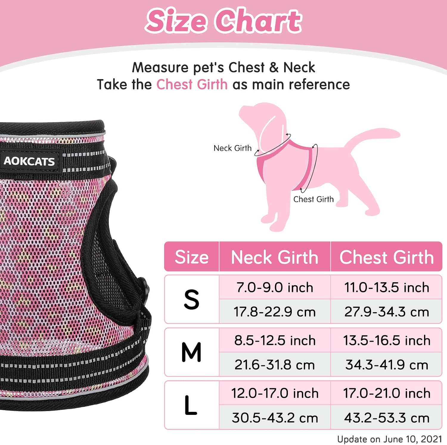 AOKCATS Small Dog Harness, Soft Adjustable Puppy Harness No Pull No Choke Dog Vest Harness Reflective Comfort Padded for Small Medium Dog Walking
