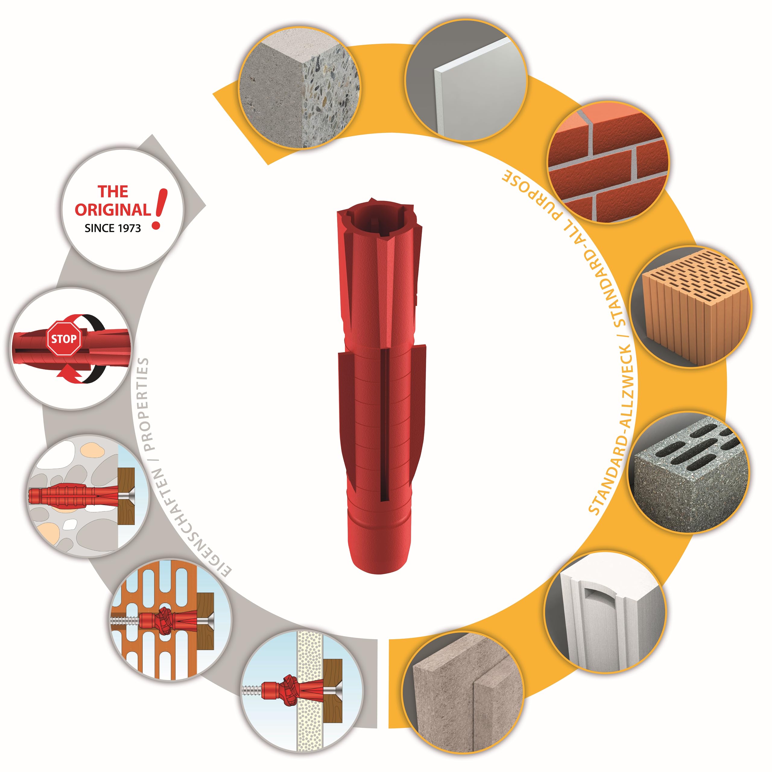 TOX tassello multiuso TRI 6 x 36mm in confezione grande, tassello per quasi tutti i materiali da costruzione, 1000 pezzi in latta rotonda versatile e infrangibile, 2500 ml, 010260001