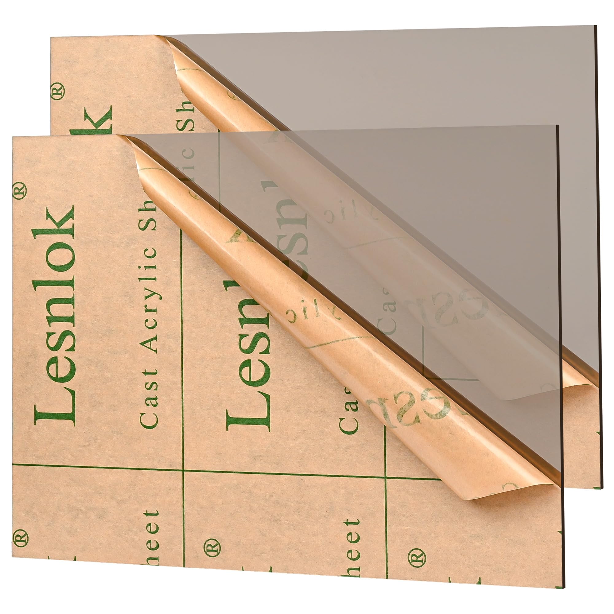 Lesnlok Gray Acrylic Sheets 1/8 inch Thick 3mm 2 Pack 12 x 16 Clear Plexiglass Sheets,for Sign,Craft,Painting,Laser Cutting,DIY Display Projects… (12"