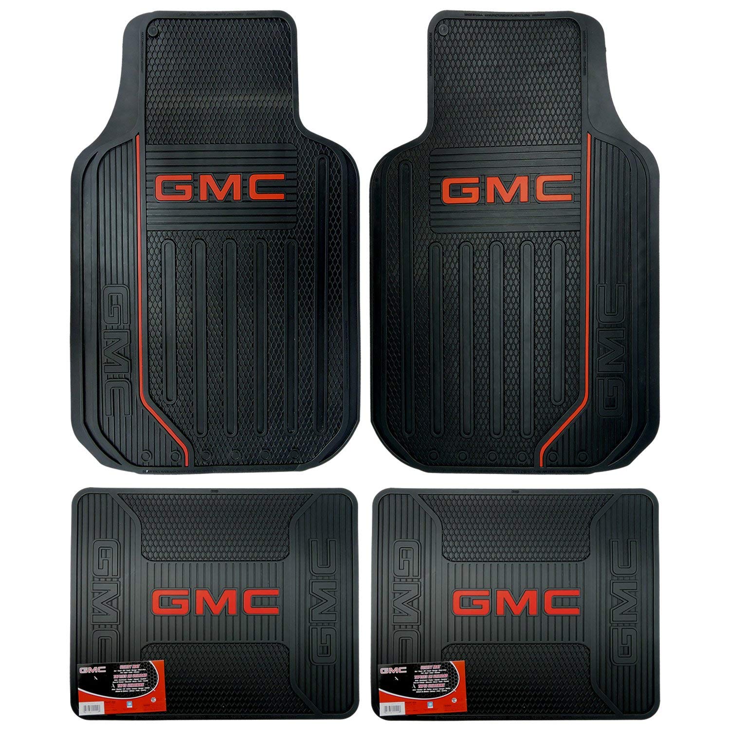 Black Elite Series Front Rear Rubber Floor Mats for GMC Car Truck SUV