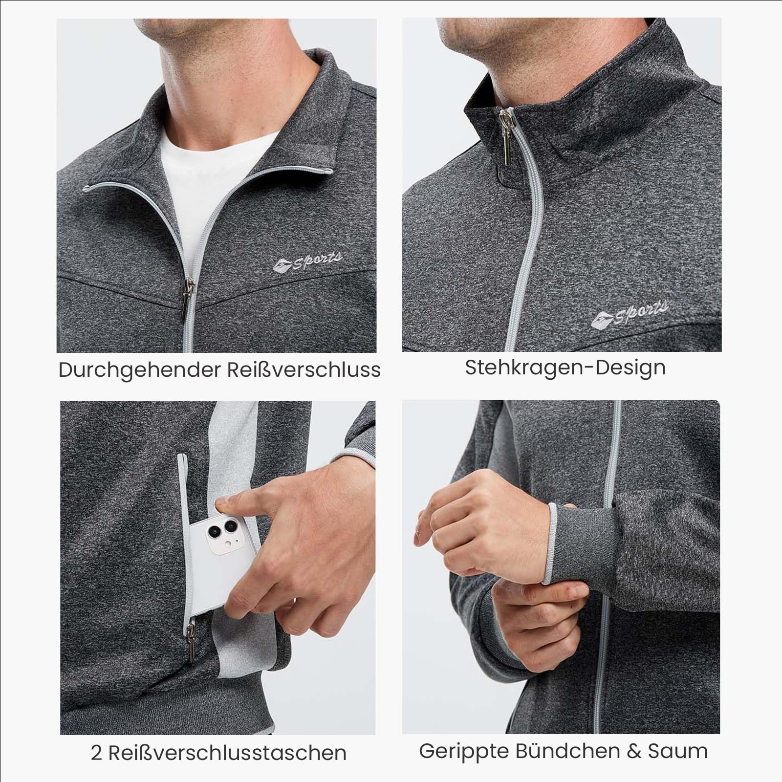 Rdruko Chándal para hombre, juego de chándal, traje deportivo de manga larga, traje de ocio para hombre, traje para fútbol y gimnasio