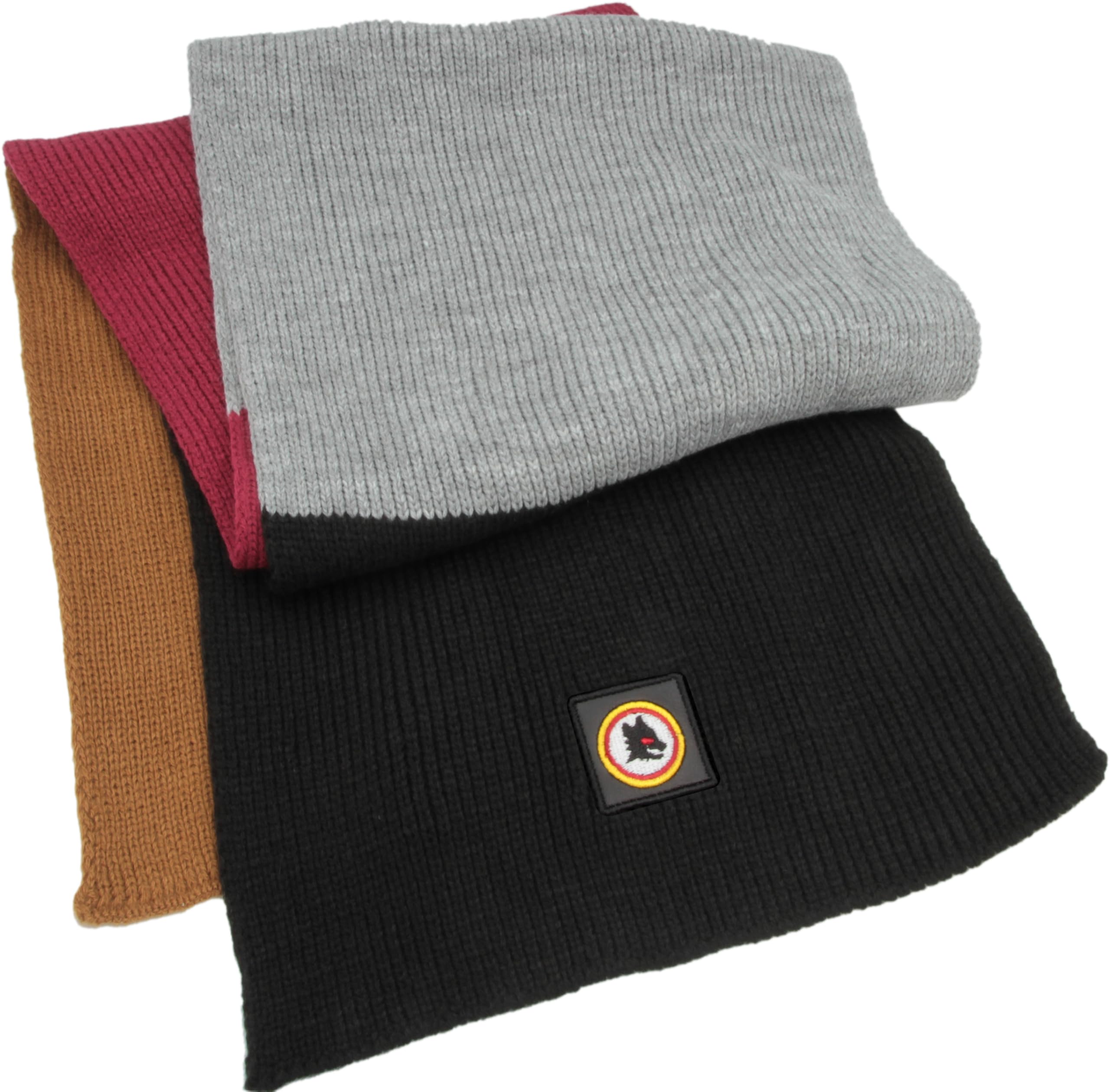 AS Roma SET KIDS LUPETTO LOGO LEATHER PATCH KNITTED SKIPPER BEANIE & SCARF