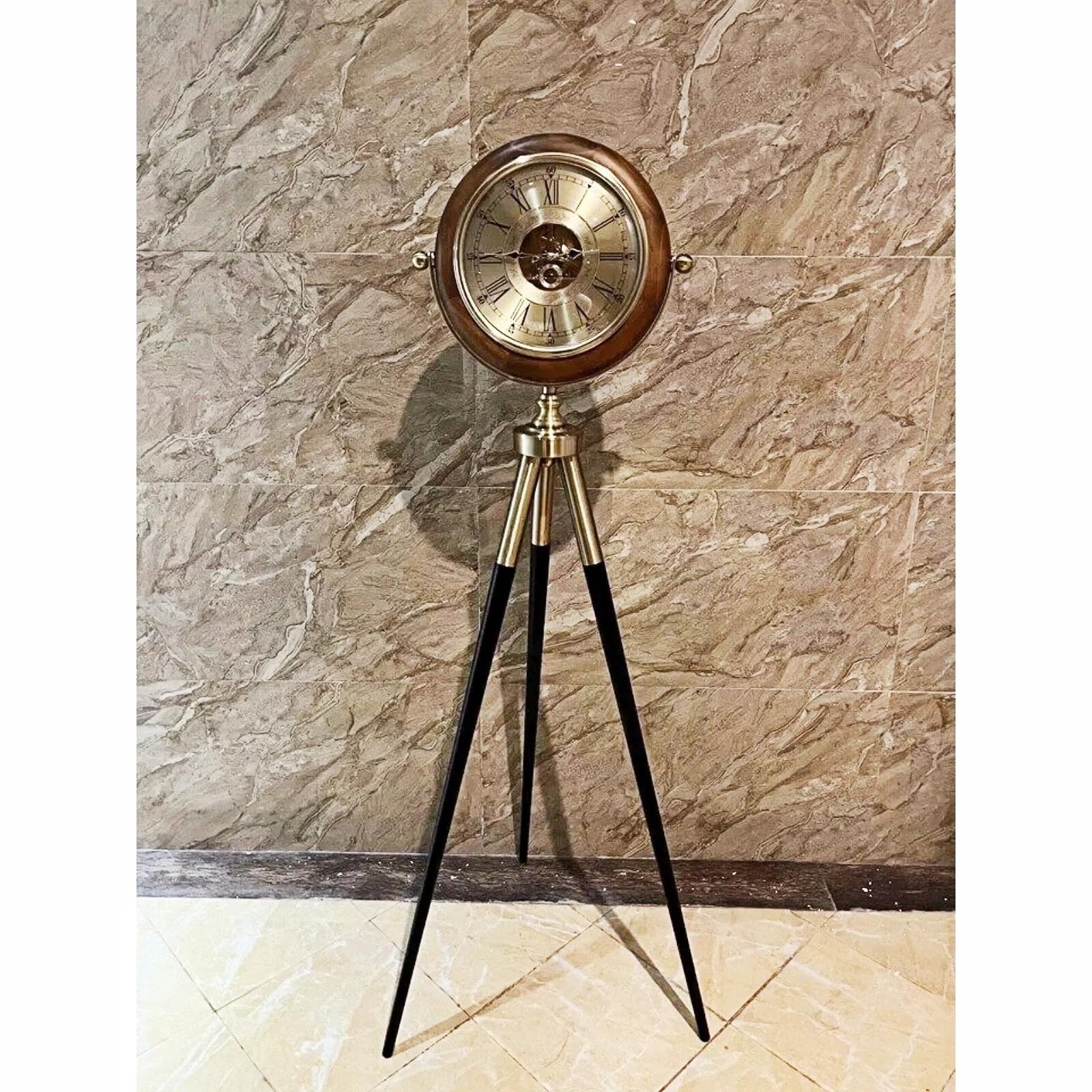 Reloj de pie Reloj de piso metal trípode mecánico cuarzo silencioso