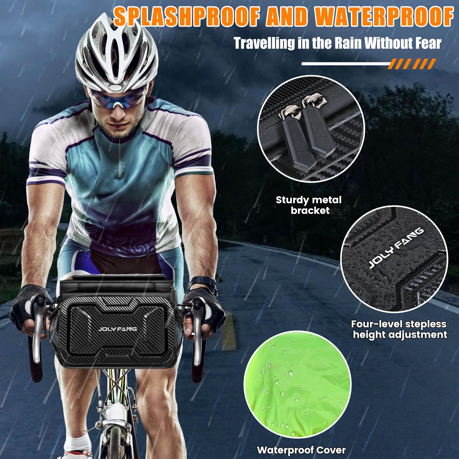 Sacoche de Guidon Vélo 7L – Sac de Guidon Imperméable avec Adaptateur de Guidon pour Vélos et Vélos Électriques, Sacoche de Guidon avec Écran Tactile et Sangle d'Épaule Amovible