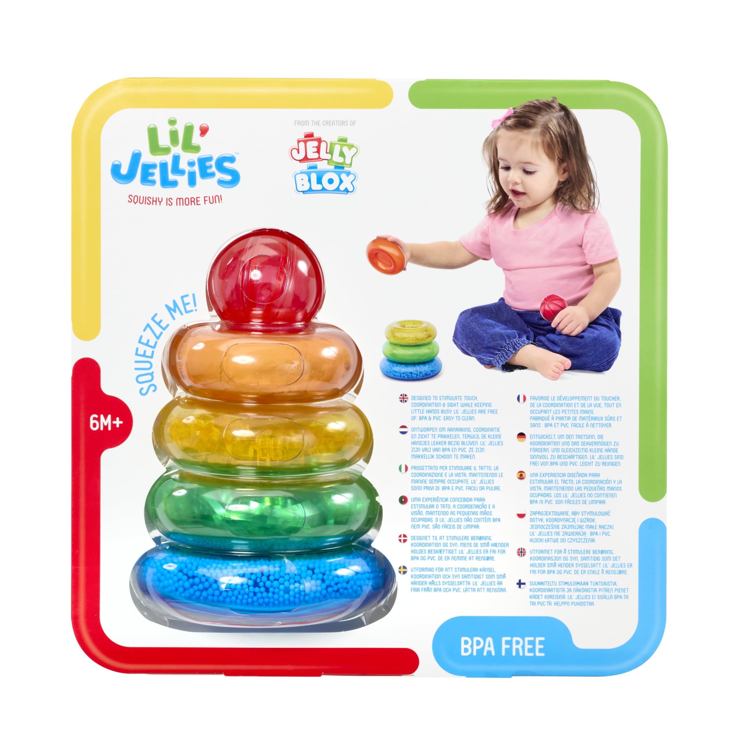 Goliath – Lil’ Jellies Jelly Stacker – Jouet Bébé Culbuto à Empiler – Anneaux Squishy Sensoriel Tout Doux + Base Bascule –Éveil Motricité Fine Coordination –Reconnaissance Couleurs/Formes Dès 6 Mois