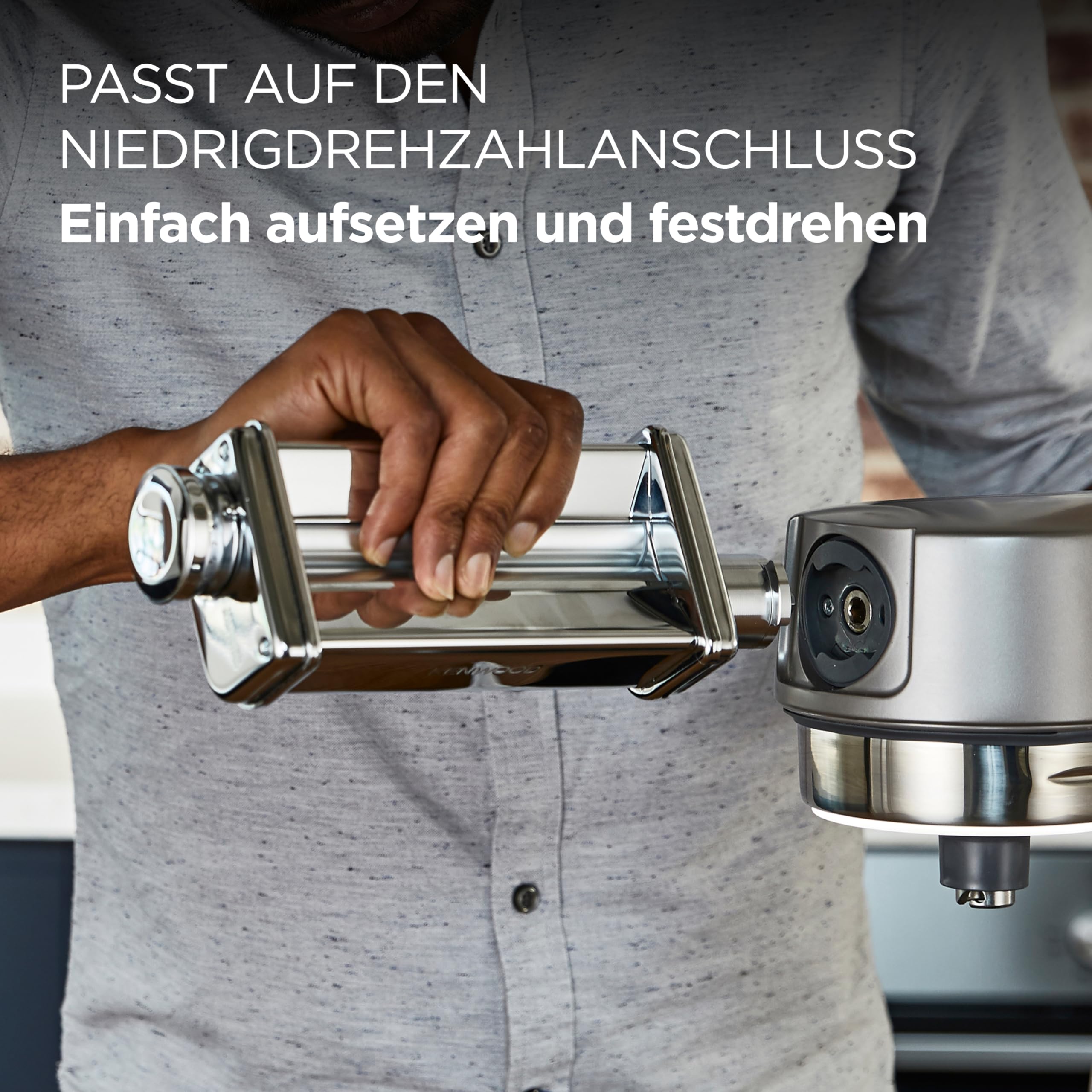 Kenwood Pasta-Set MAX980ME Zubehör für Kenwood Küchenmaschinen, elektrische Nudelmaschine mit Lasagne-Walze und Spaghetti und Fettuccine Aufsatz, Edelstahl, Silber
