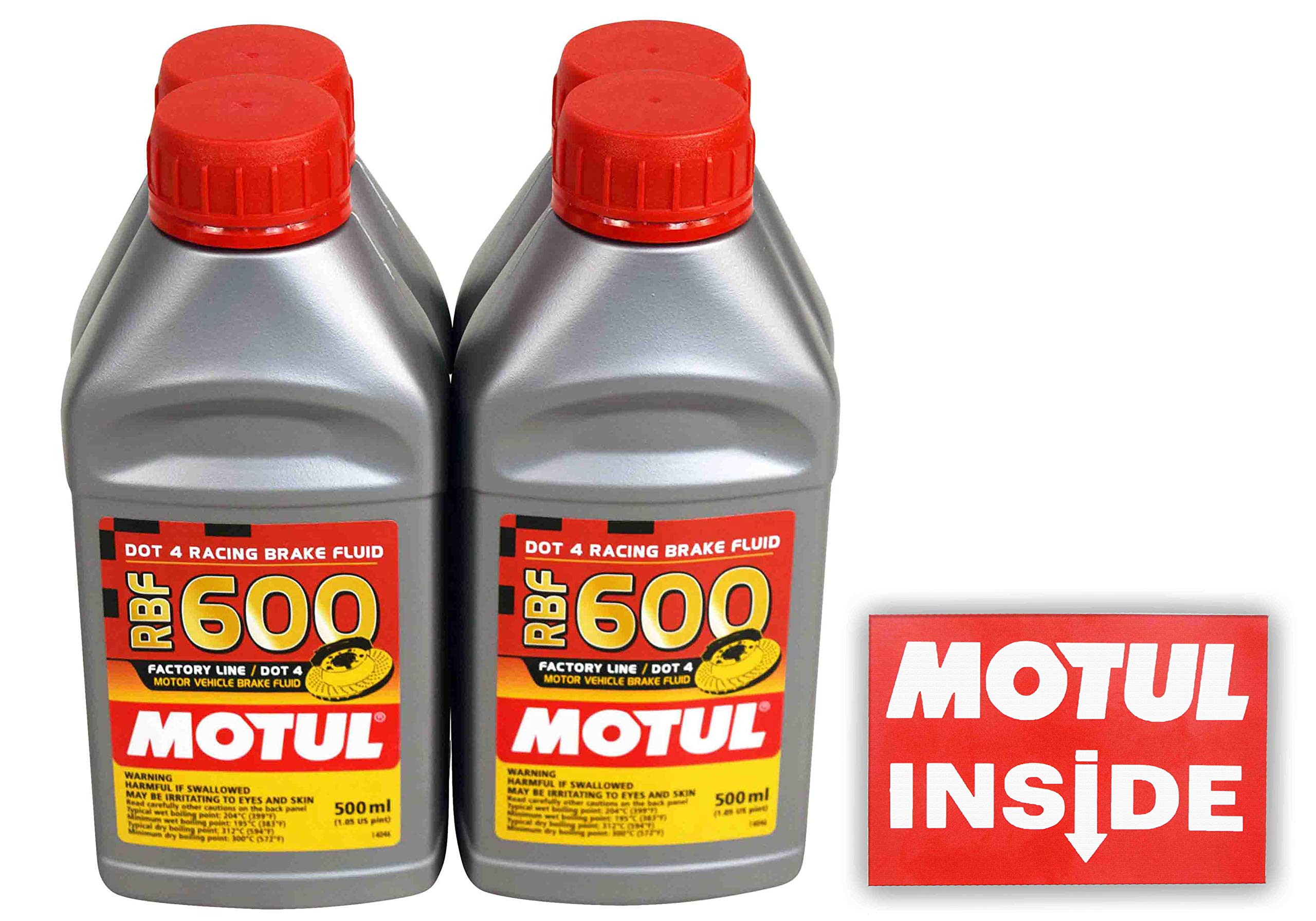 Powersports (4 Pack) 100949 RBF 600 DOT 4 100% Synthetic Factory Line Racing Brake Fluid with Premium Motul Sticker (4)