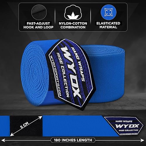 Miniatura 2 de WYOX Vendas de mano de 180 pulgadas, para hombres y mujeres, color rojo, negro, rosa, azul, para boxeo, kickboxing, muay thai, artes marciales