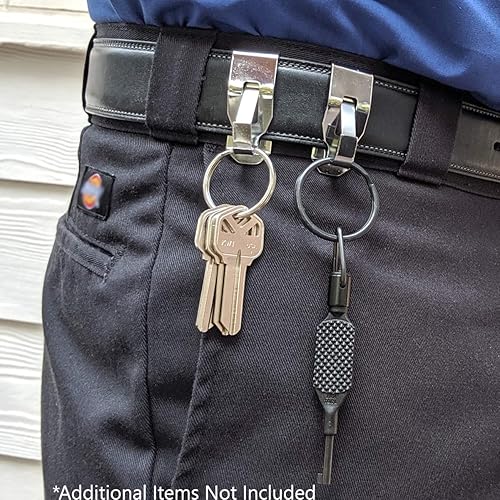 Miniatura 6 de Llavero con clip de cinturón seguro con gancho de metal y llavero resistente de 1 14 pulgadas, llavero de metal para insignia de identificación,