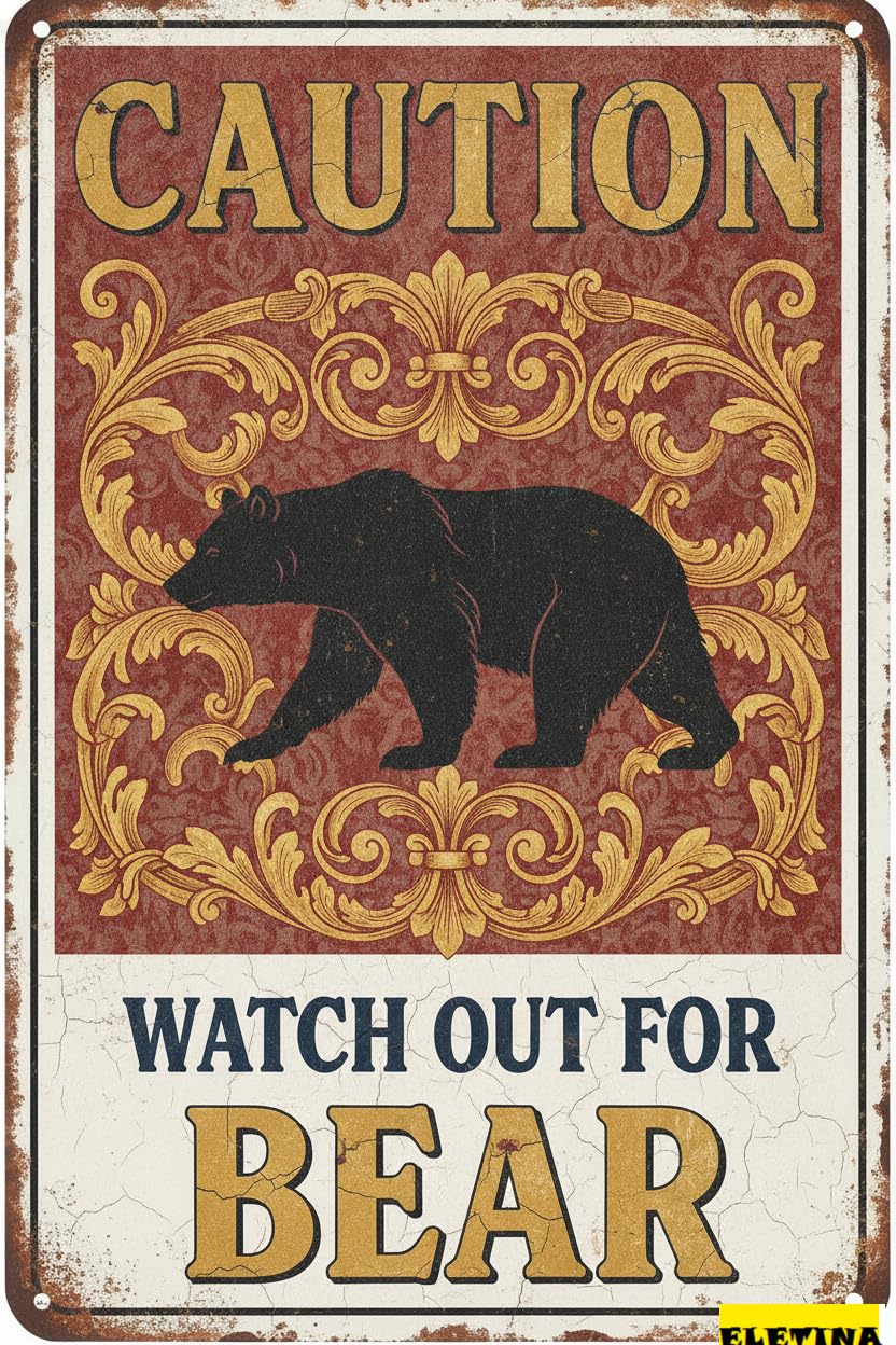 Tin Sign for Man Cave Caution Watch Out Bear You Have Been Warned Aluminum Metal Tin S Door Warning Zoo Fence Gate Yard Home Wall Decor 8x12 Inch Private Property Decorative