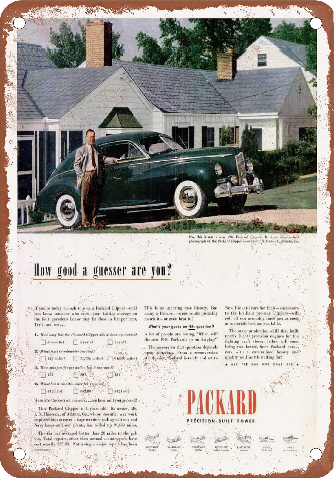 METAL SIGN - 1946 Packard Vintage Ad 09 - Old Retro Rusty Look home decor