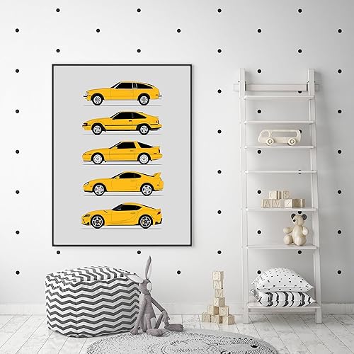 Vista 12 de Custom Car Posters Handmade Poster compatible with Toyota Supra Generations and Print of Toyota Supra - Blue, 11x14 Metallic Print (Unframed)