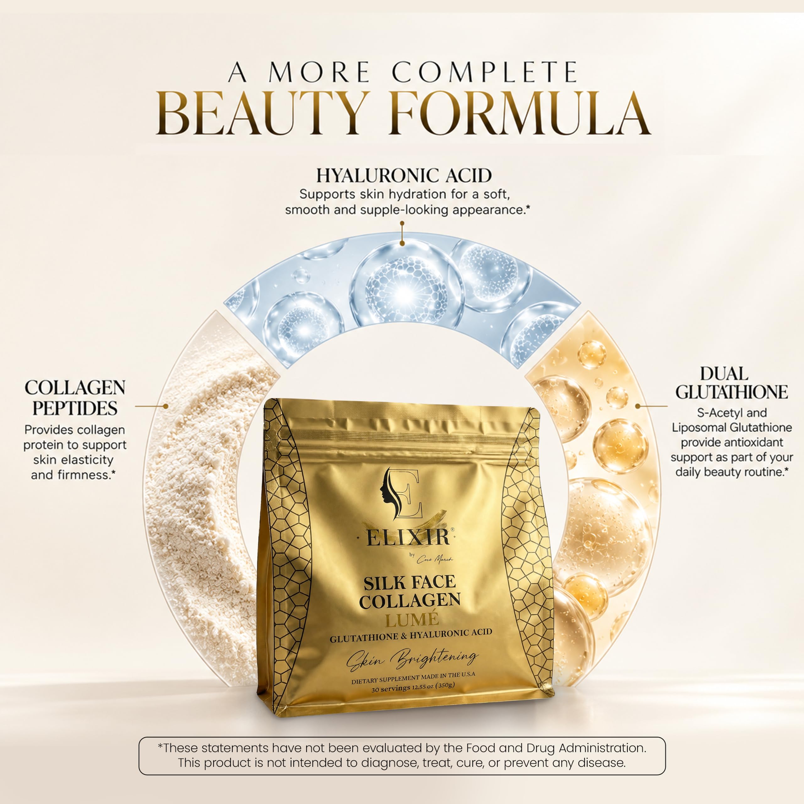 royale glutathione review Elixir Silk Face Collagen Lumé | Collagen Peptides Powder, HA & | Collagen Powder with Hyaluronic Acid & Glutathione | 20g Protein Size:20 ampoules x 5 ml (100ml) Puffiness cream Injections - ICAM Institute