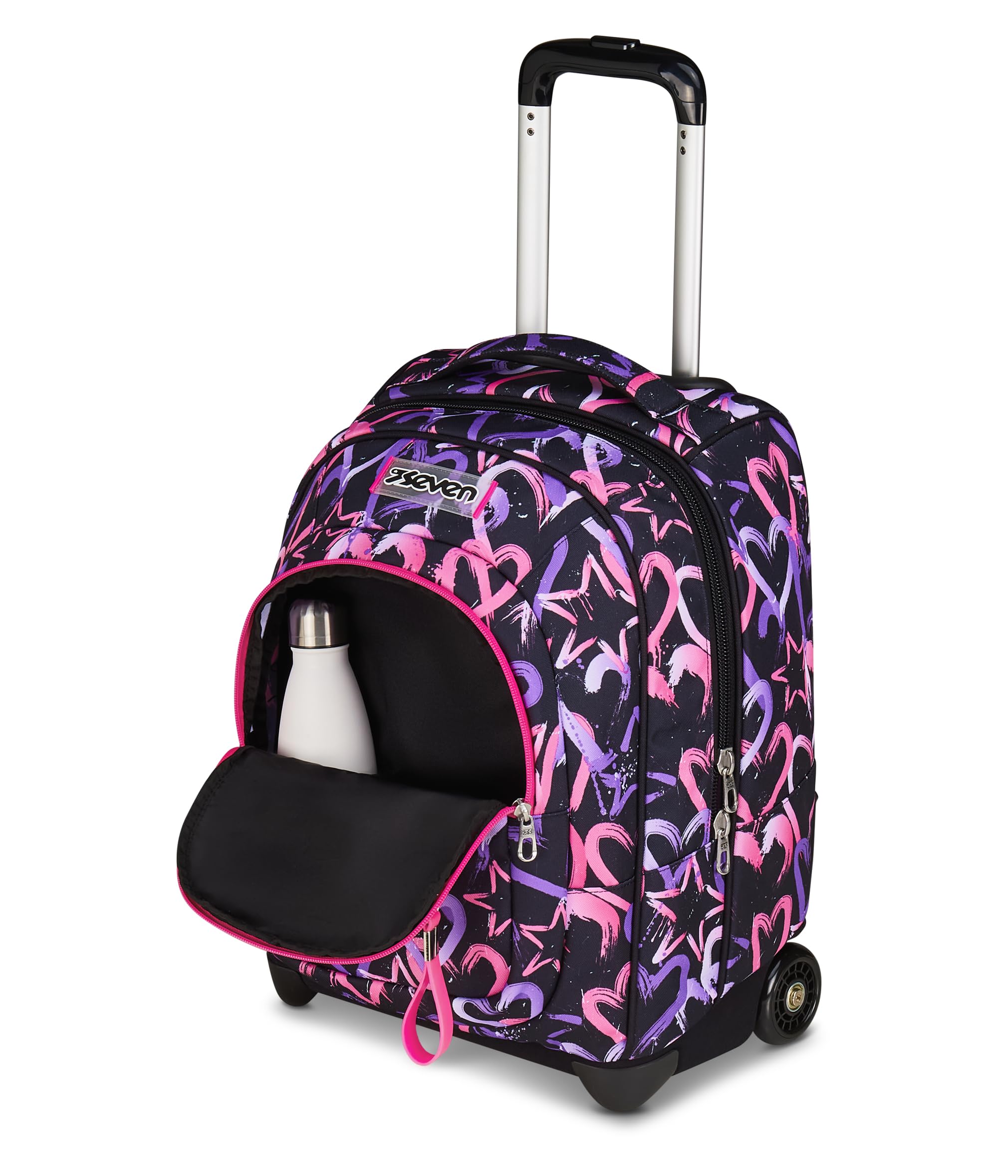 Seven Zaino Trolley, Scuola Elementare, Doppio Uso, Doppio Scomparto, Spallacci a Scomparsa, Bambina, Lovely Elements, rosa