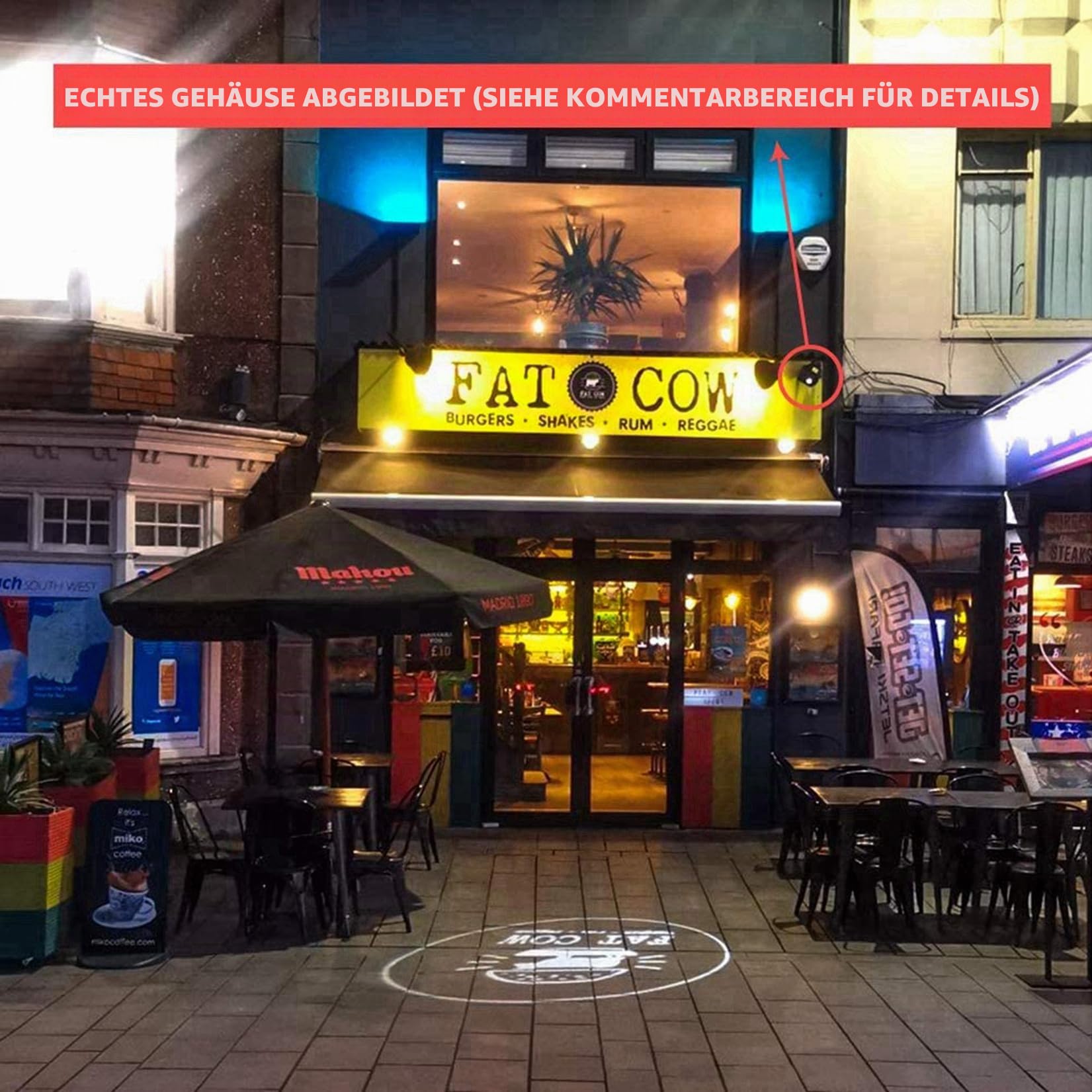 Logo Projektor Lichter Benutzerdefinierte GOBO Projektoren für Store Business Wall Outdoor Wasserdicht für Shop Werbung Hochzeit (Schwarz, 100W)