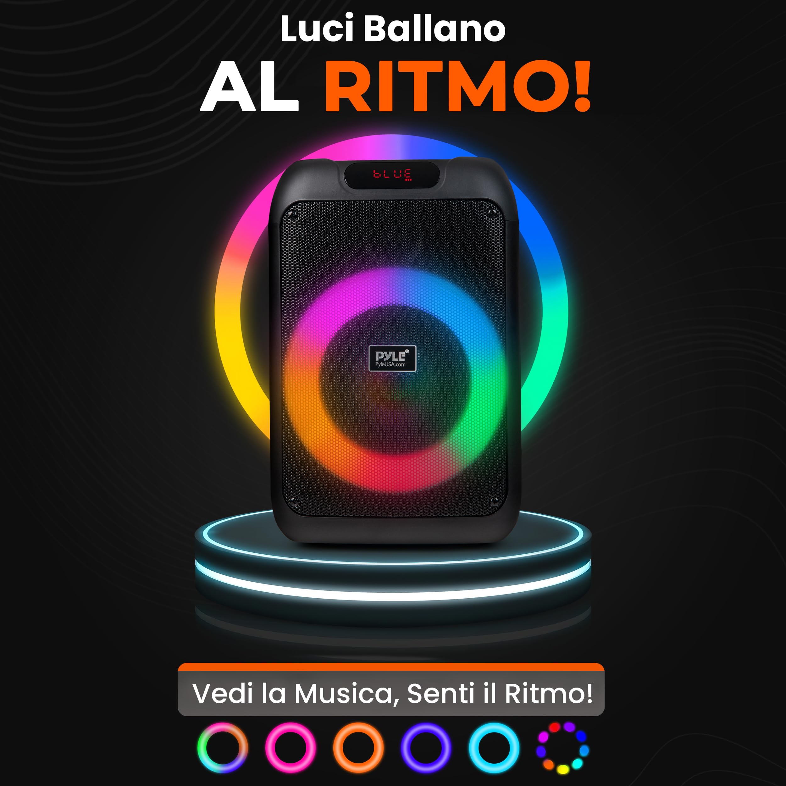 Pyle Cassa Bluetooth Potente, Sistema Stereo Wireless, Altoparlante Bluetooth Portatile con Bassi Potenti e Alti Chiari, 100 Watt