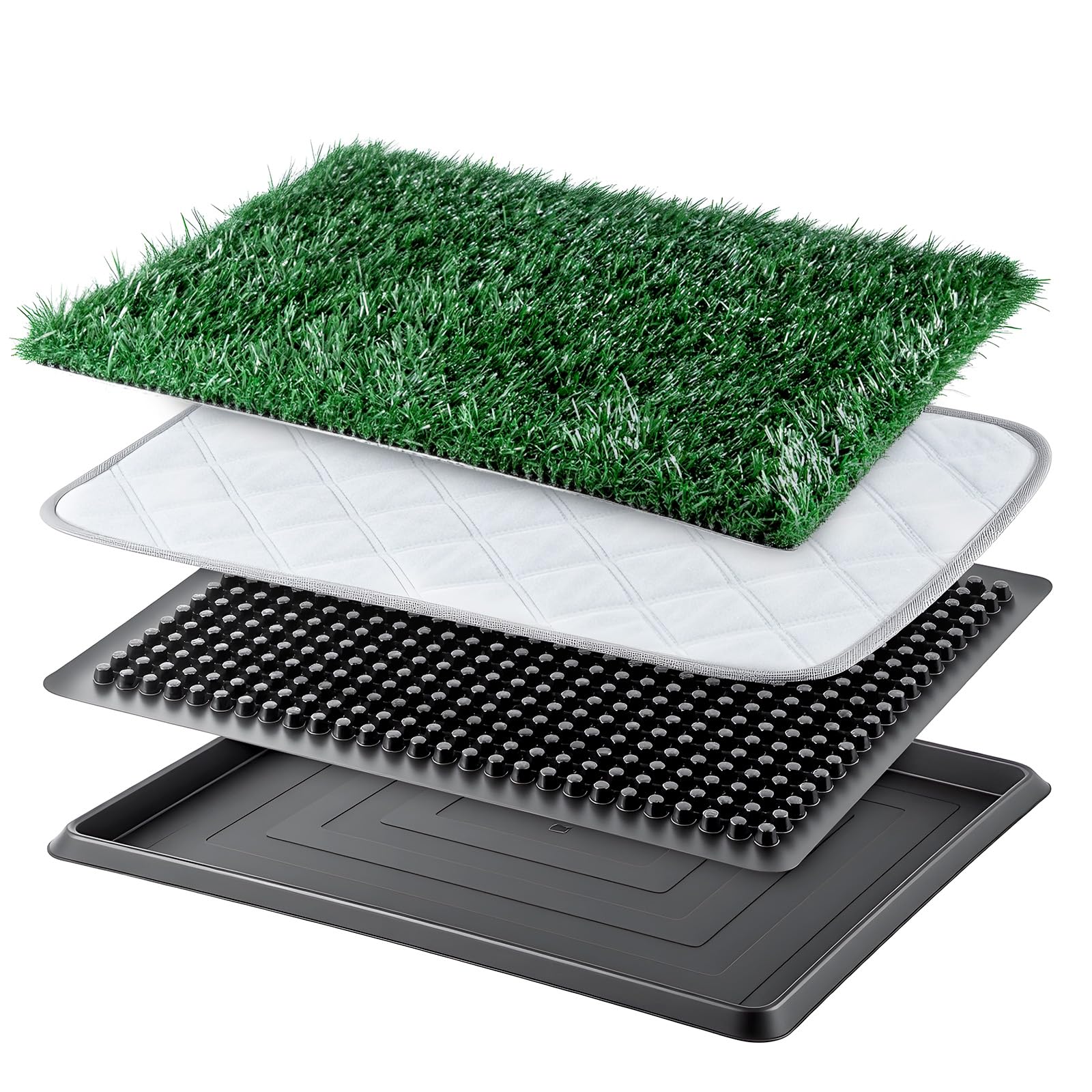 Dog Toilet Tray with Artificial Grass – Reusable Dog Litter Tray for Puppies and Small Dogs, Portable Potty with Drainage System for Flat or Home Use Indoor (20 x 16 inch -Style 1)