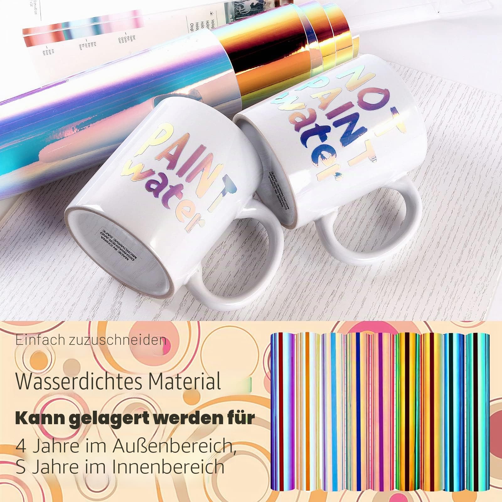 Lya Vinyl Holografiche Vinylfolie Plotter 30.5cm x 30.5cm - 15 + 2 Blätter Plotterfolie Selbstklebend Holographic Plotterfolie Vinyl für Basteln, Tassen und Glas