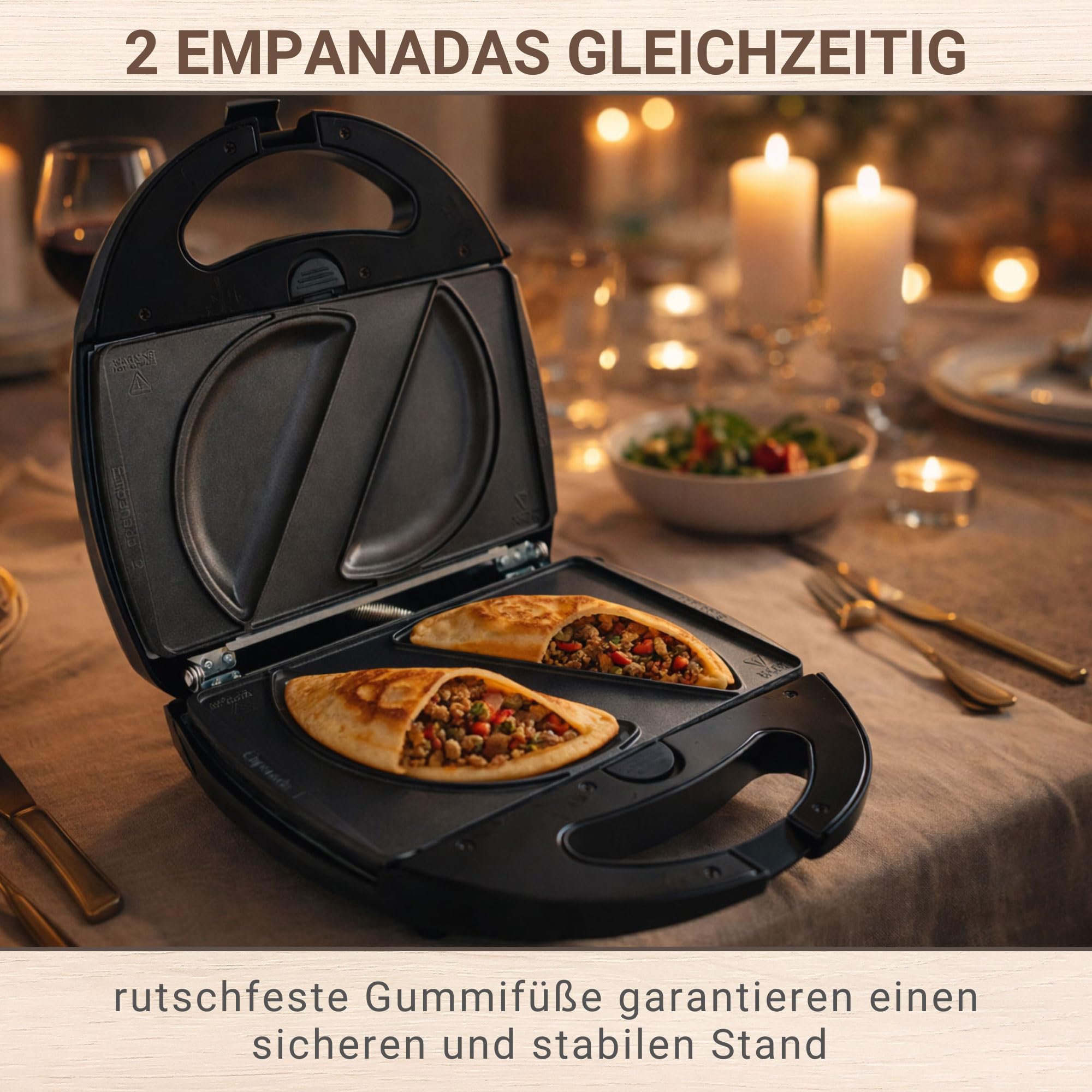 Syntrox Germany Empanada Maker Teigtaschenmaker Chefmaker SM-1300W Empanada mit herausnehmbaren Backplatten
