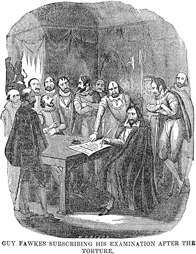 Guy Fawkes (1570-1606) Conspirador Nenglish Guy Fawkes firmando su confesión a su parte en la trama de pólvora después de la tortura grabado en
