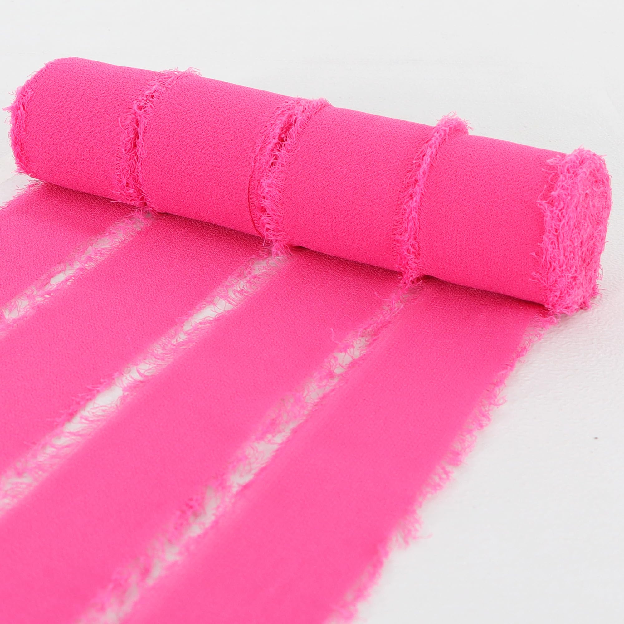 TONIFUL 4 Rolls Hot Pink Chiffon Ribbon 1 1/2 inch× 5.5 Yards Fabric Silk Ribbon for Gift Wrapping Wedding Party Decoration Flower Bouquet Wrapping Bows Making DIY Crafts(Total 22yards) - Image 3