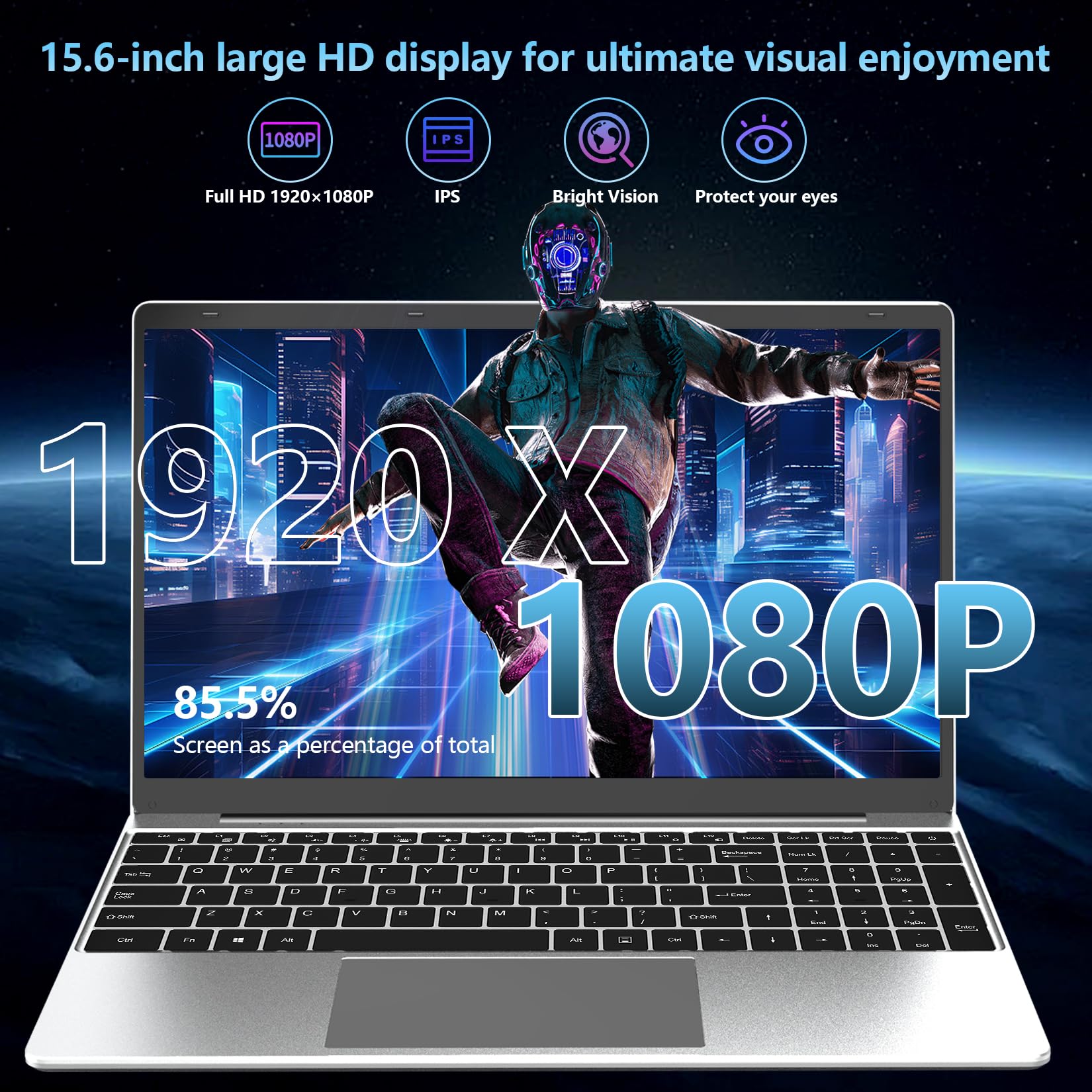 Gezoon 15.6 Pollici Computer PC Portatile Win 11 Pro, Notebook 12GB LPDDR4 512G SSD, Celeron N100 Laptop, FHD 1920x1080, WiFi a doppia banda 2.4G/5G, BT4.2, 4K Video, Type-C, 7.6V/6500mAH