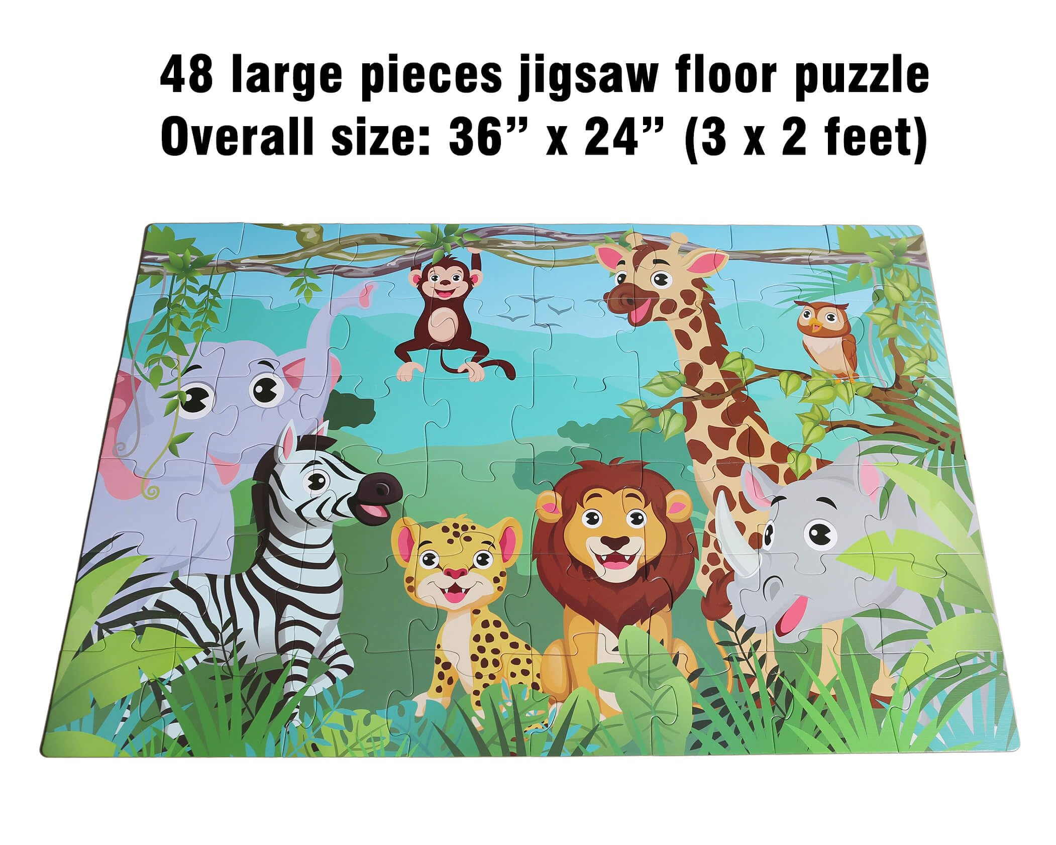 Jumbo Animal Floor Puzzle for Kids 48 Pieces Jigsaw Puzzles for Kids Ages 3-5 - Image 2