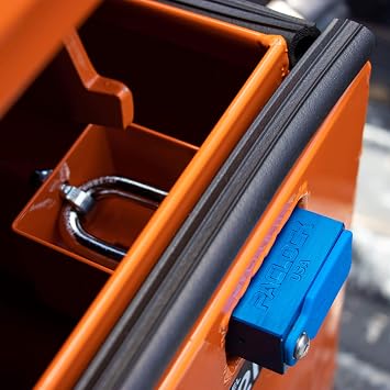 PACLOCKs 10-Series Universal Jobsite Box Lock, UCS, High Performance 6-Pin Cylinder, Keyed Differently w/ 2 Keys, Blue