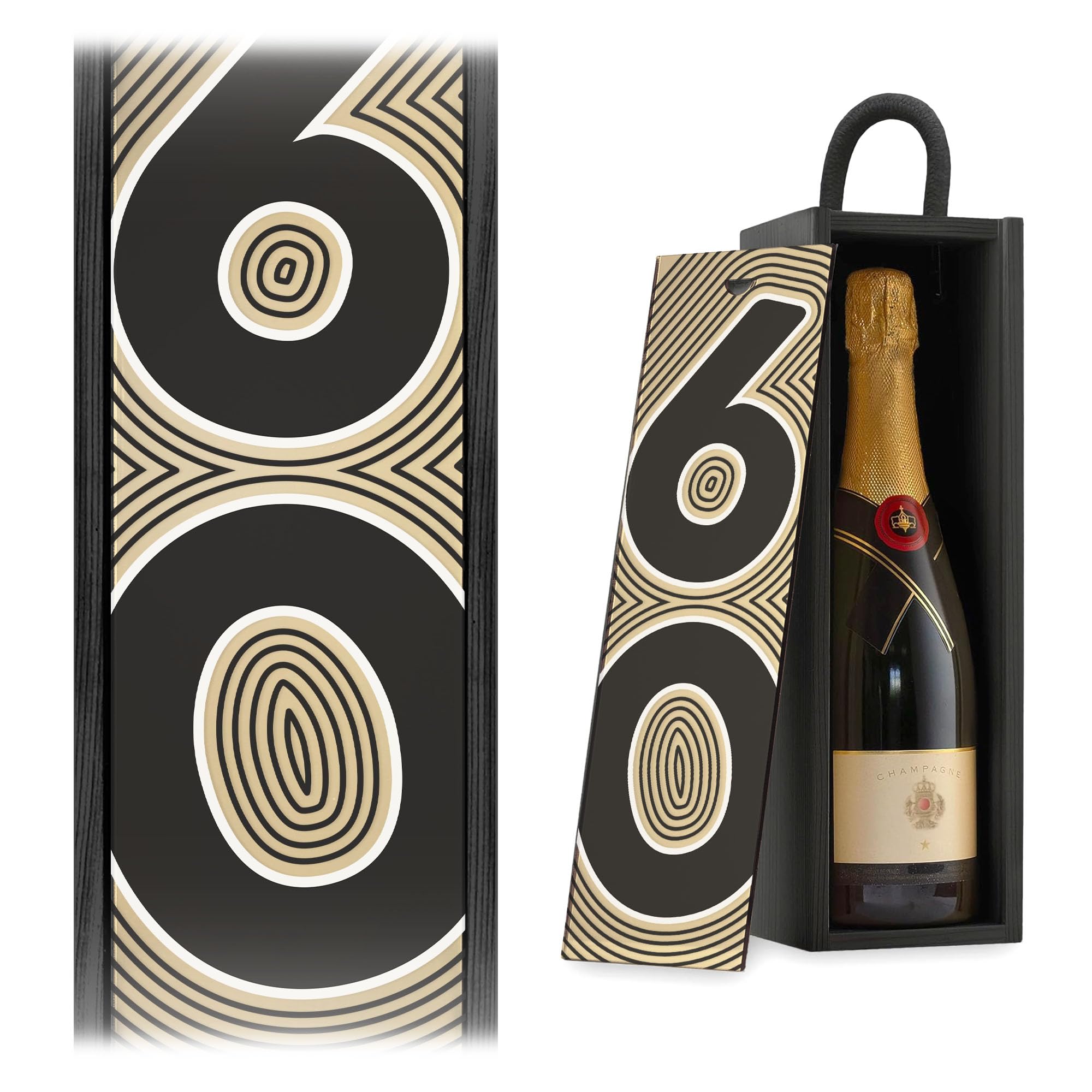 A1 Graphics Ltd 60th Birthday Champagne Wine Gift Box Milestone Birthday Gift For Him Her (Gold Mirror, Natural Box)