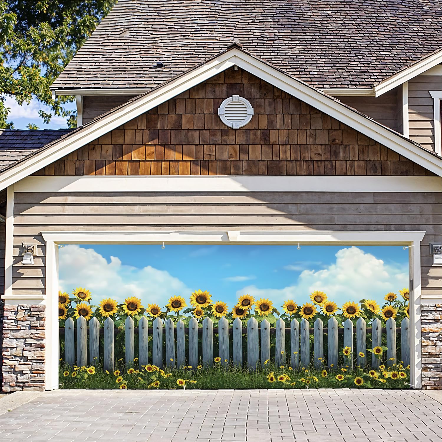 ANNA QUEEN Sunflower Garage Door Banner 6 x 13FT,Outdoor Garage Decoration Spring Garage Door Cover for Parties Home Decor
