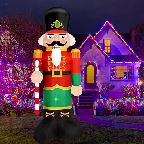 Christmas Inflatable Nutcracker Giant Lighted Interior Inflatable Christmas Decoration with Built in Fan and Anchor Ropes (Nutcracker)