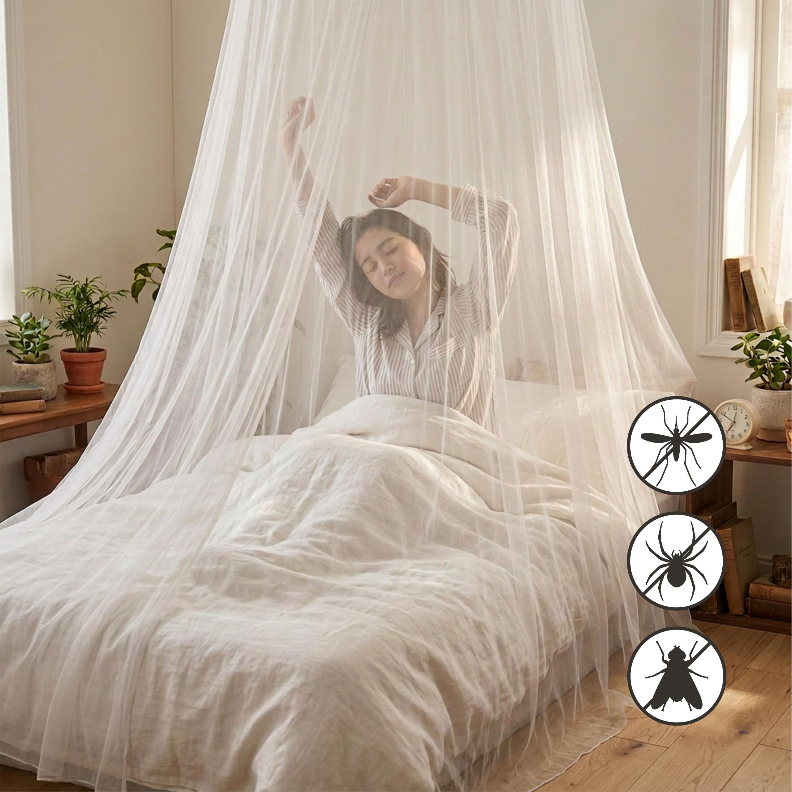 Relaxdays Moustiquaire, H x D : 250 x 60 cm, XXL pour lit Simple et Double, Maison & Voyages, avec Sac, Blanche
