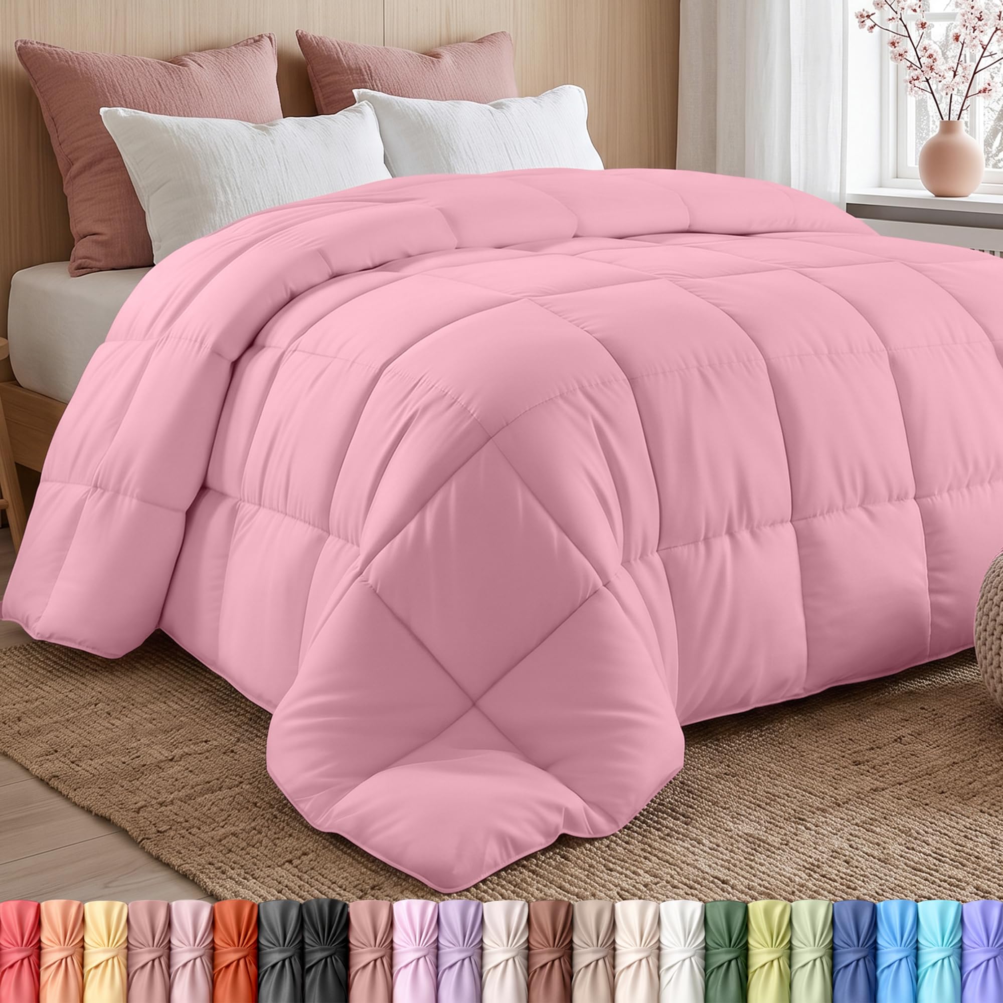 Utopia Bedding Queen Comforter, Duvet Insert, Pink, 88 x 88 Inches