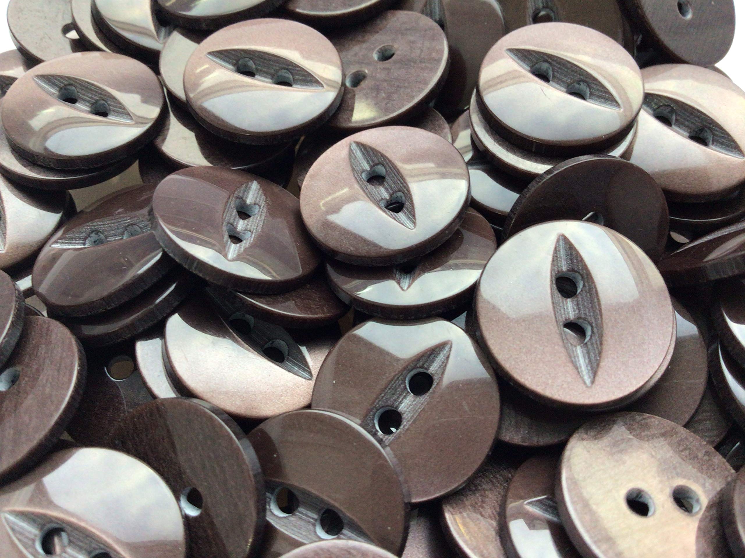 Buttons Brown 48 Round Fish Eye Size 26 (16 Mm) X 50