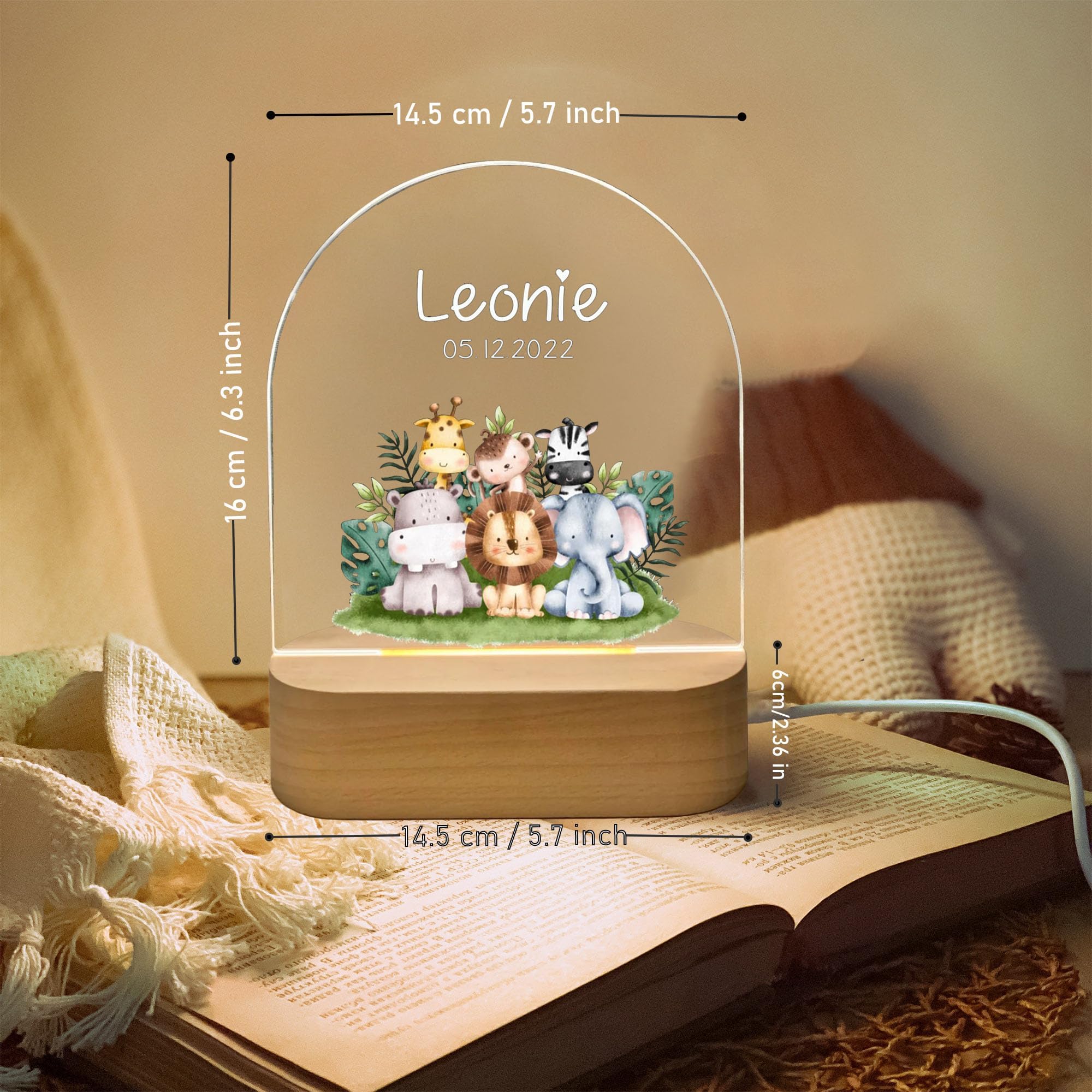 Luz Nocturna Personalizada Con Nombre Y Fecha De Nacimiento
