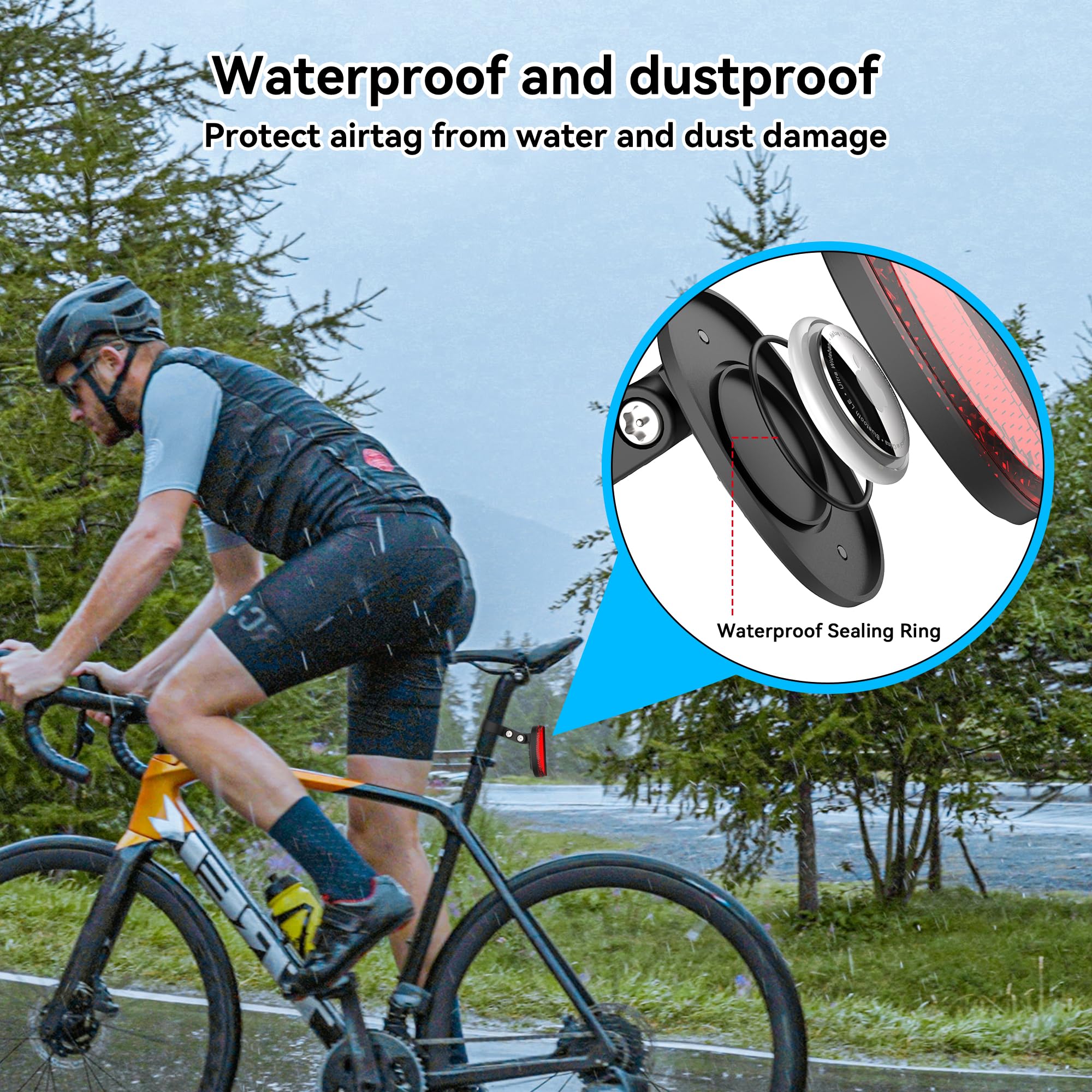 DDJ Uchwyt rowerowy do Apple AirTag Moto Tag, ukryte reflektory rowerowe, uchwyt na naklejkę powietrzną, wodoodporny, antykradzieżowy, ze śrubami i narzędziami, do rowerów