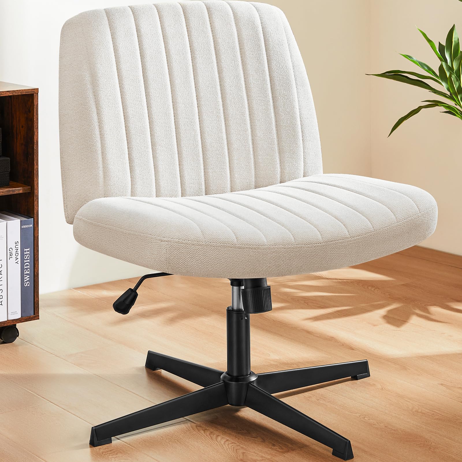 Criss Cross Chair Cross Legged Office Chair Wide Comfty Desk Chair No Wheels Armless Computer Task Chair Swivel