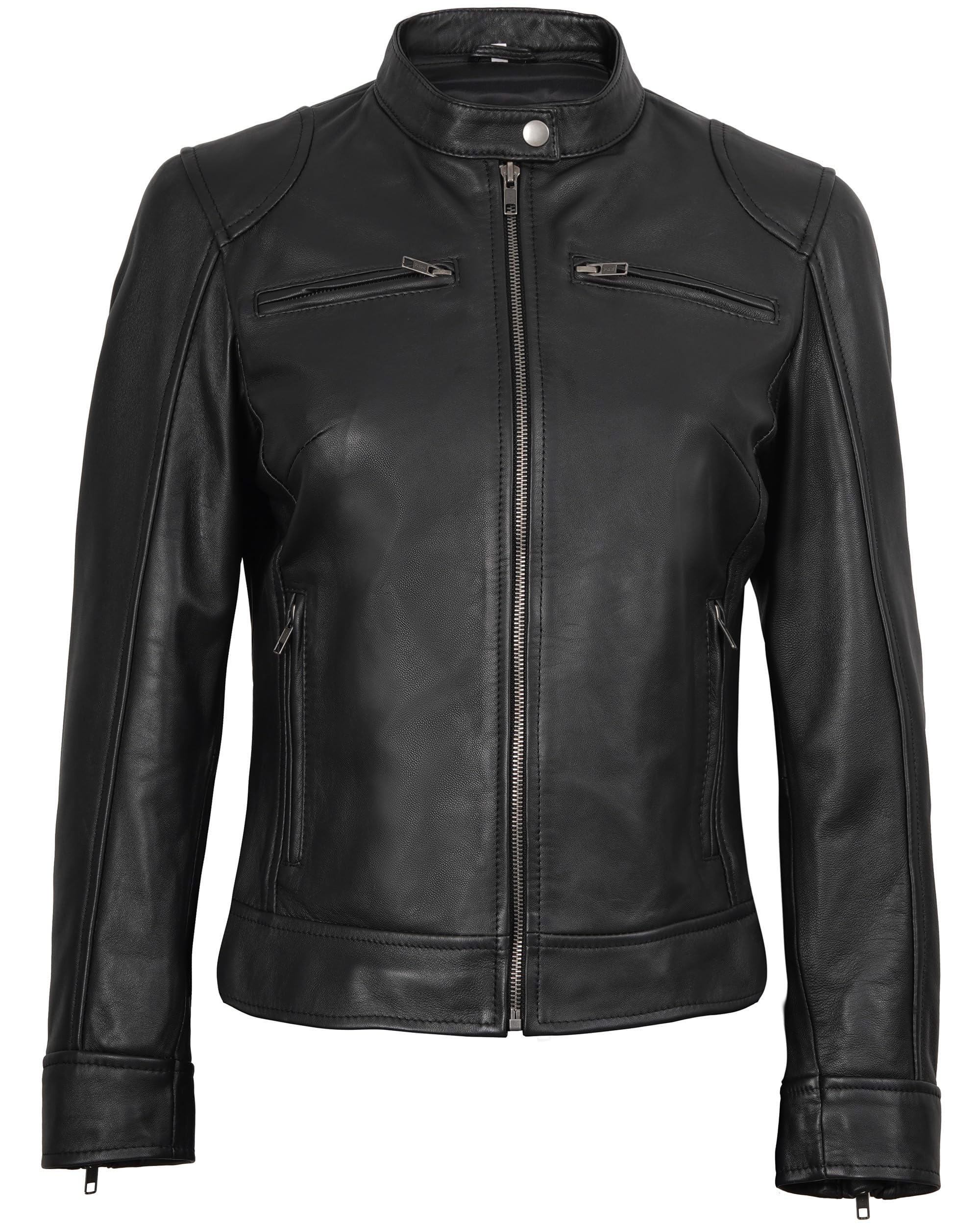 fjackets Veste en cuir pour femme en cuir d'agneau véritable pour femmes vestes en cuir élégantes