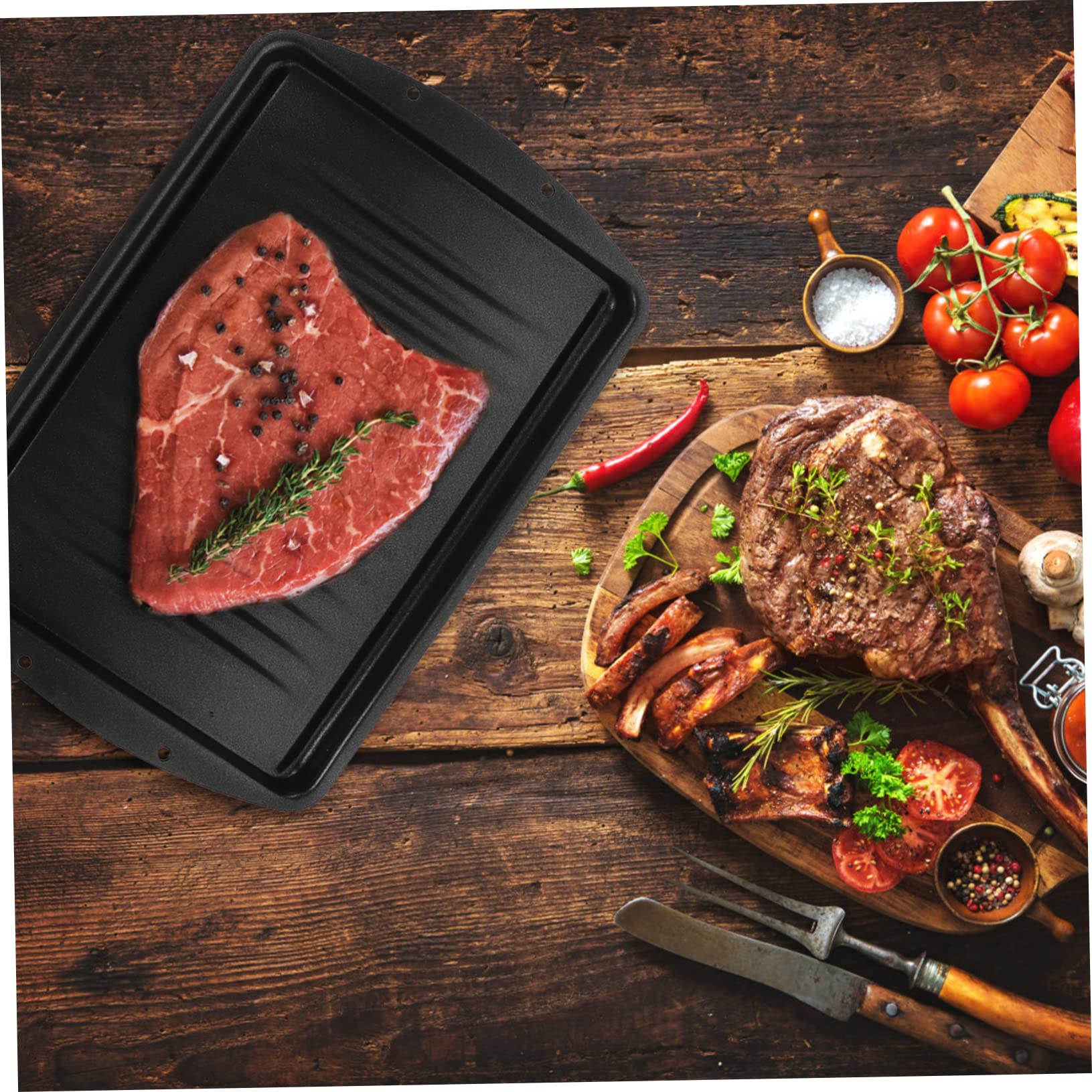 COLLBATH Non Stick Grilling Pan for Induction Cooker Outdoor Barbecue Thickness Sturdy Cooking Surface for Steak Vegetables Chicken and Seafood Uniform Heat Distribution Easy to Clean