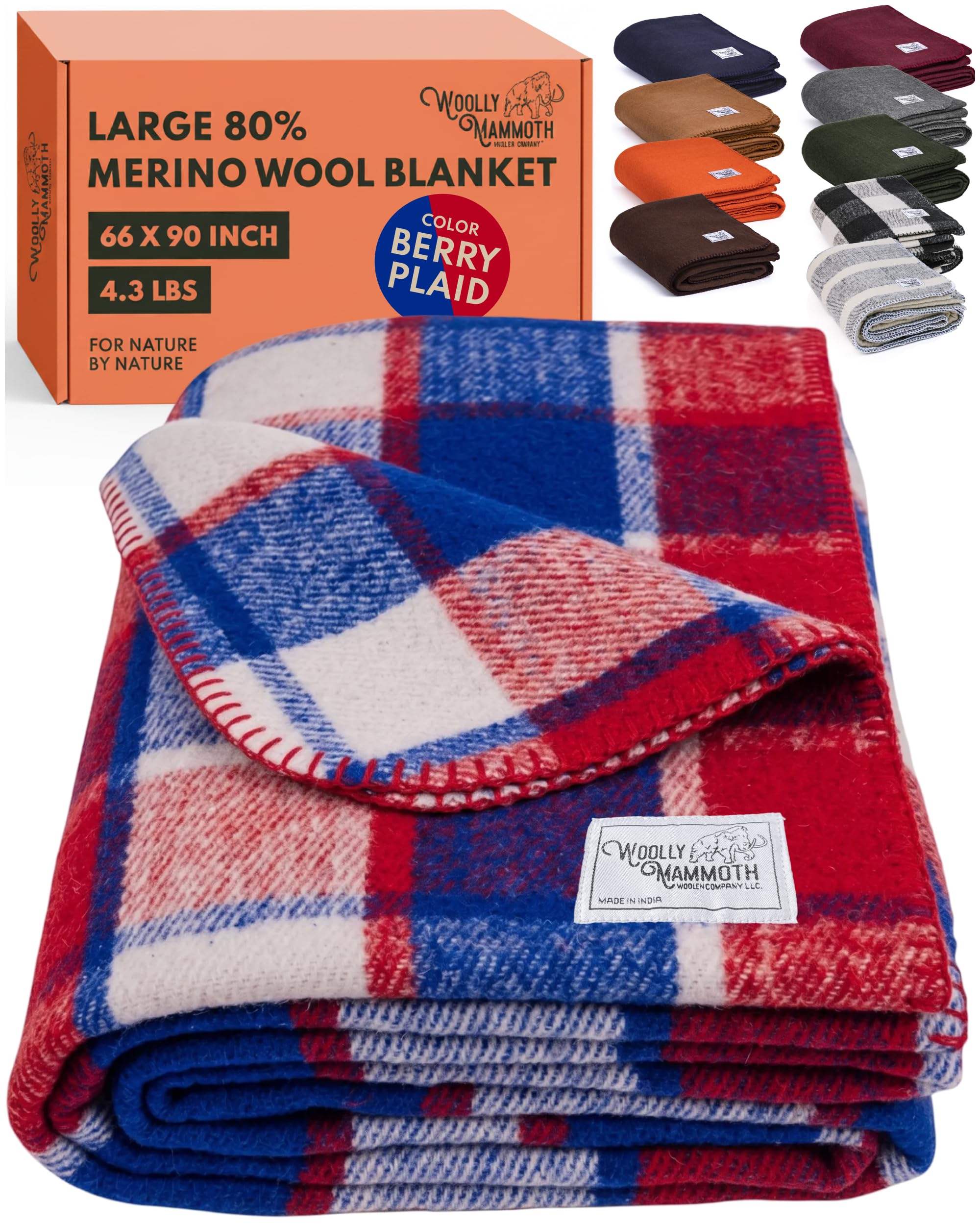 Amazon.com: Woolly Mammoth Woolen Company Merino Wool Blanket - 80