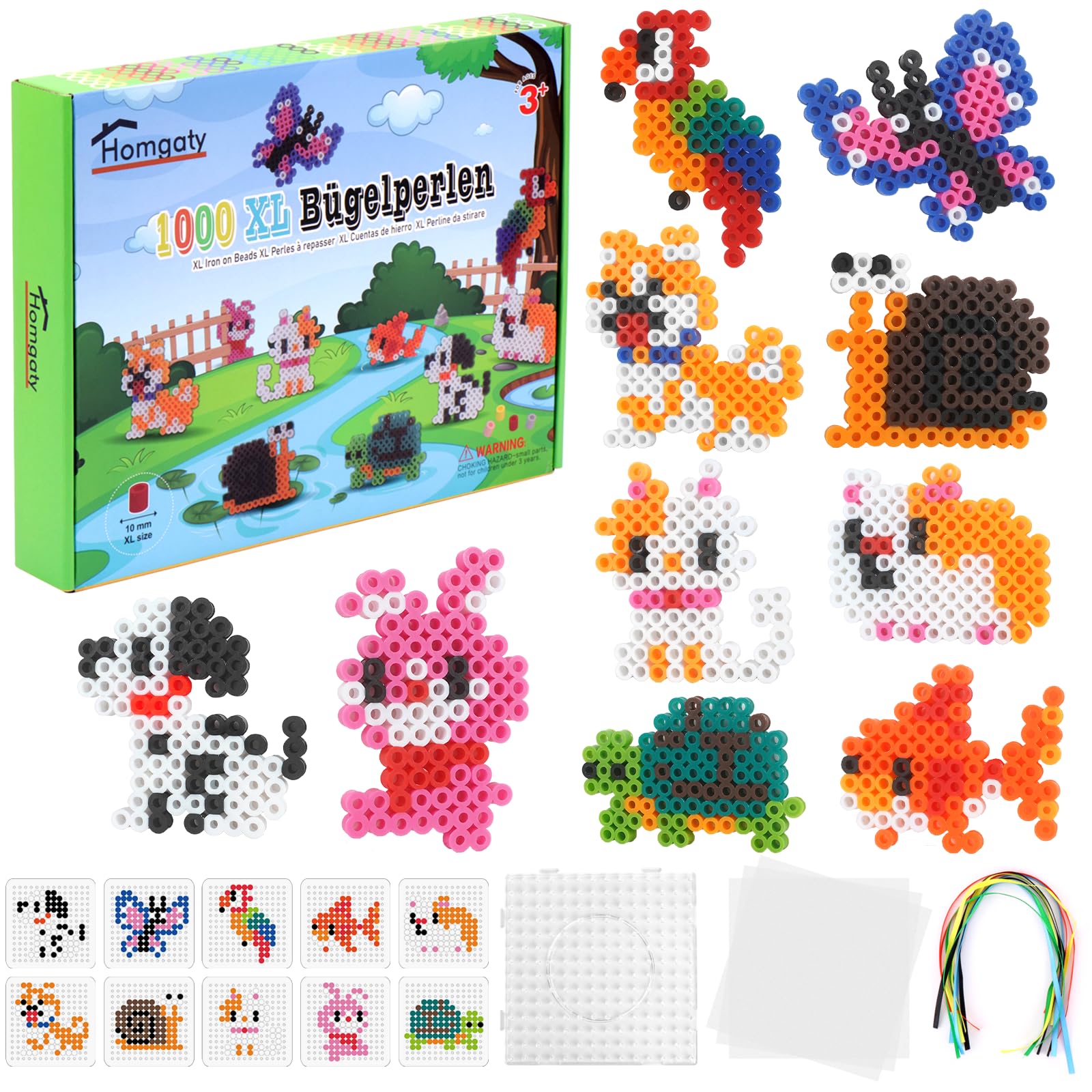 Amazon | Homgaty アイロンビーズセット パーラービーズ 10mm 約1000粒