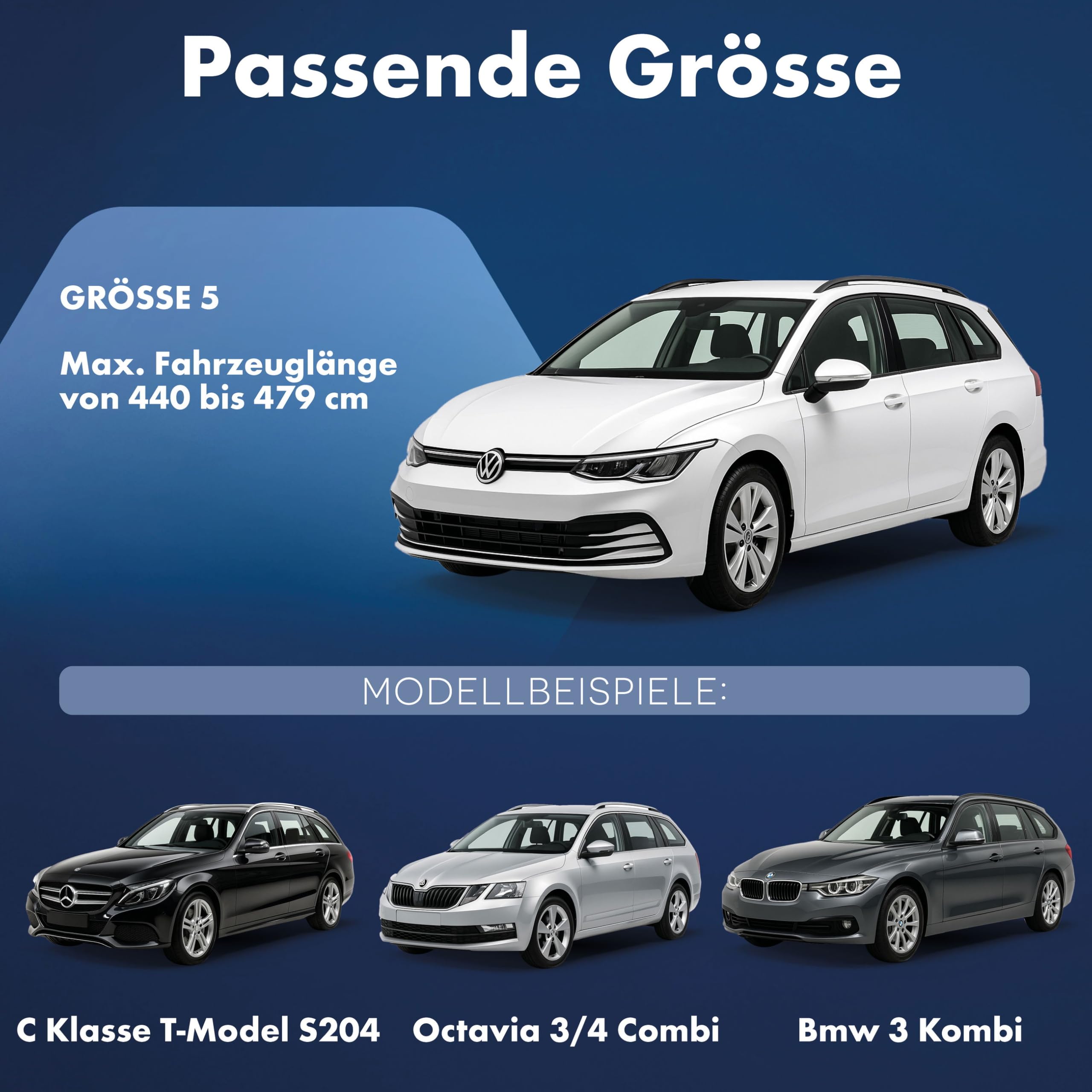 WALSER Abdeckplane Auto All Weather wasserdicht 100% wetterfest Outdoor Halbgarage Größe 5 Kombi Silber