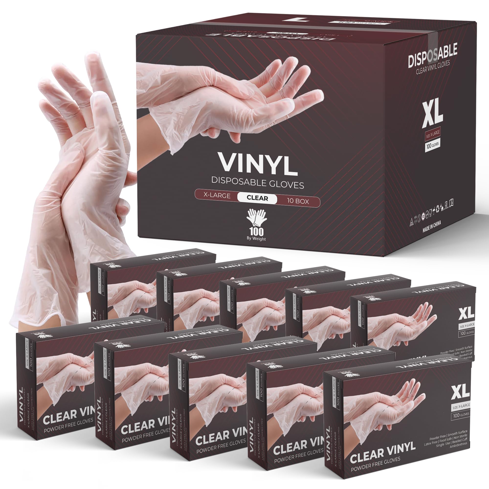 eatasty Vinyl Multi-Purpose Clear Gloves, Powder Free, Disposable, 1000 Pack