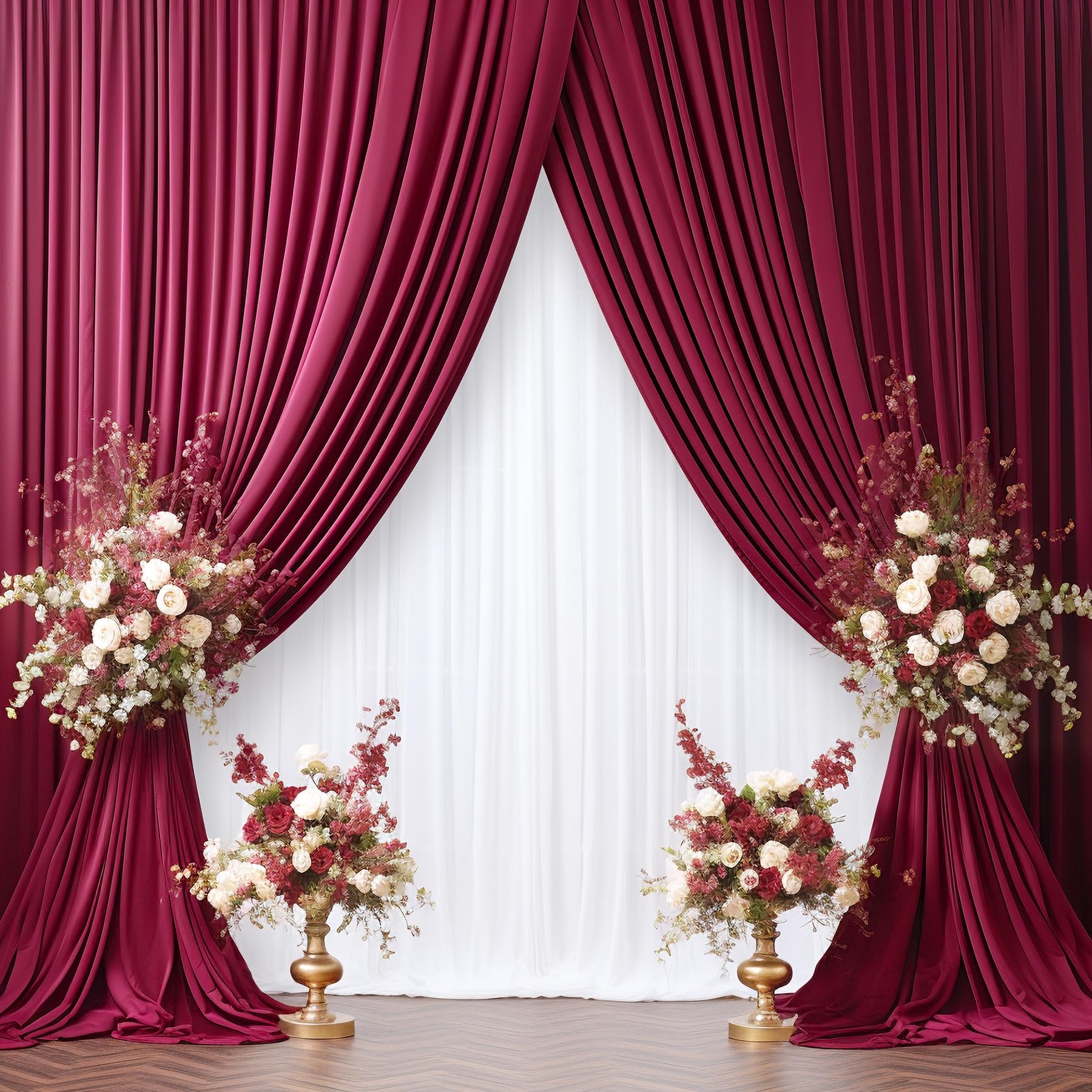 10 Ft X 10 Ft Burgundy Polyester Photography Backdrop Drapes - View #4
